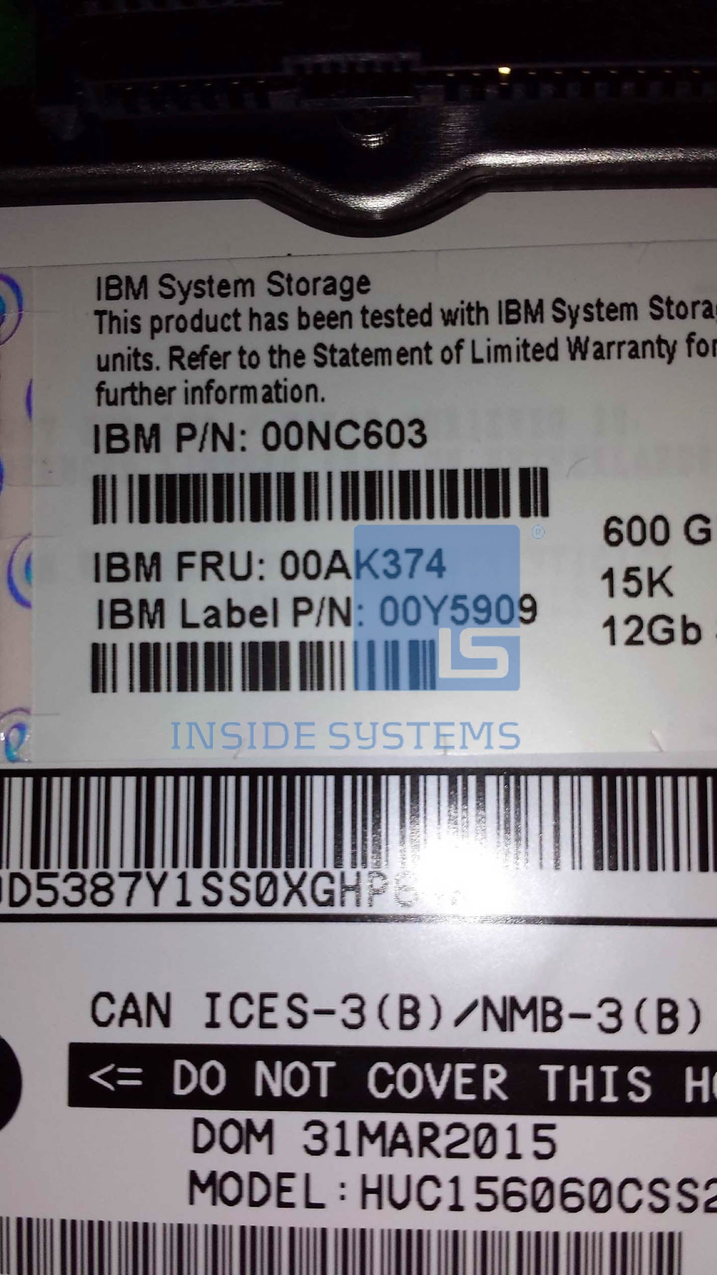 00AK374 - IBM 600GB 15,000 RPM SAS 2.5 Inch HDD - Image 2