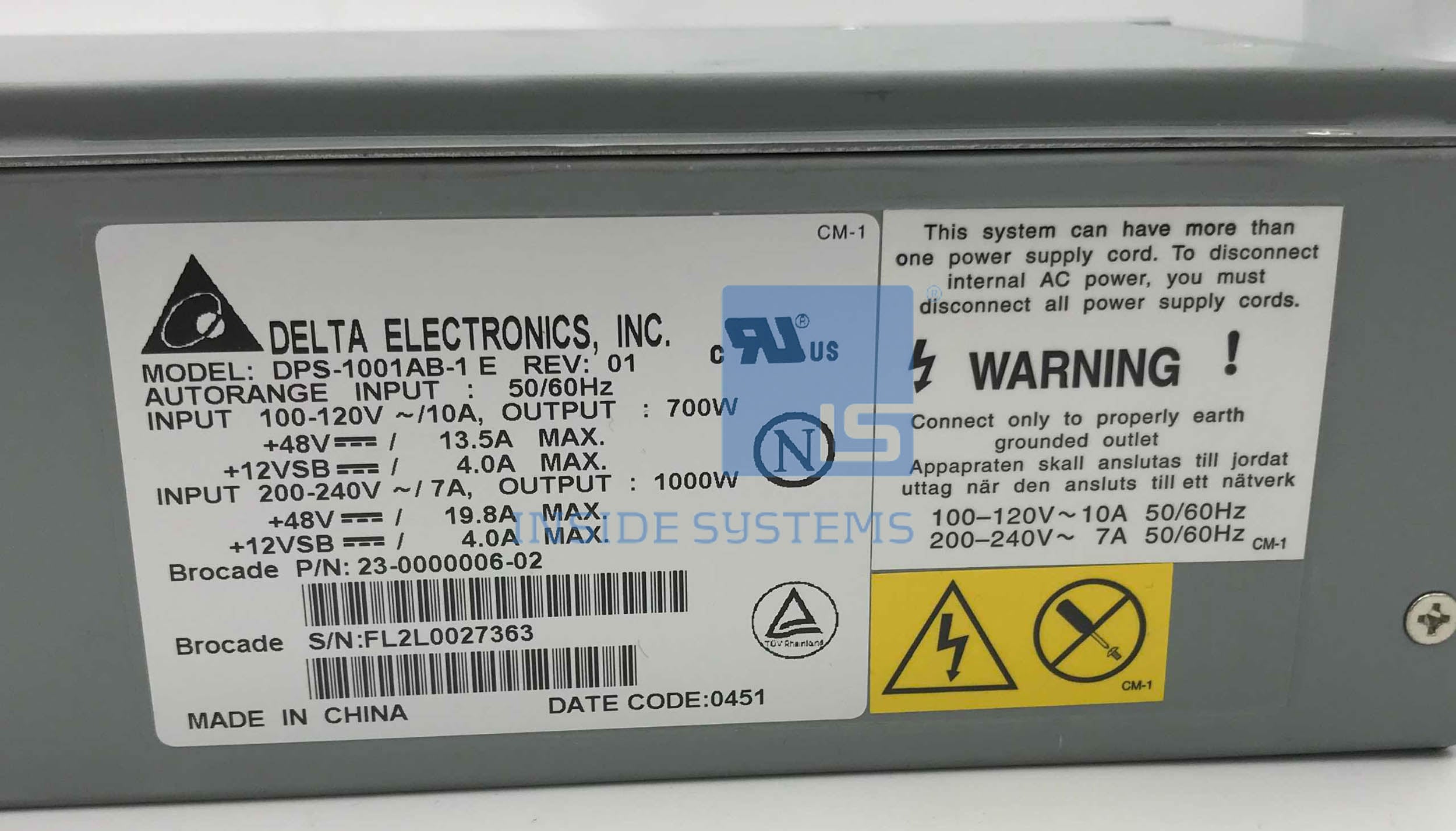 18P5001 - 1000W power supply 5 18P5001 AB 1