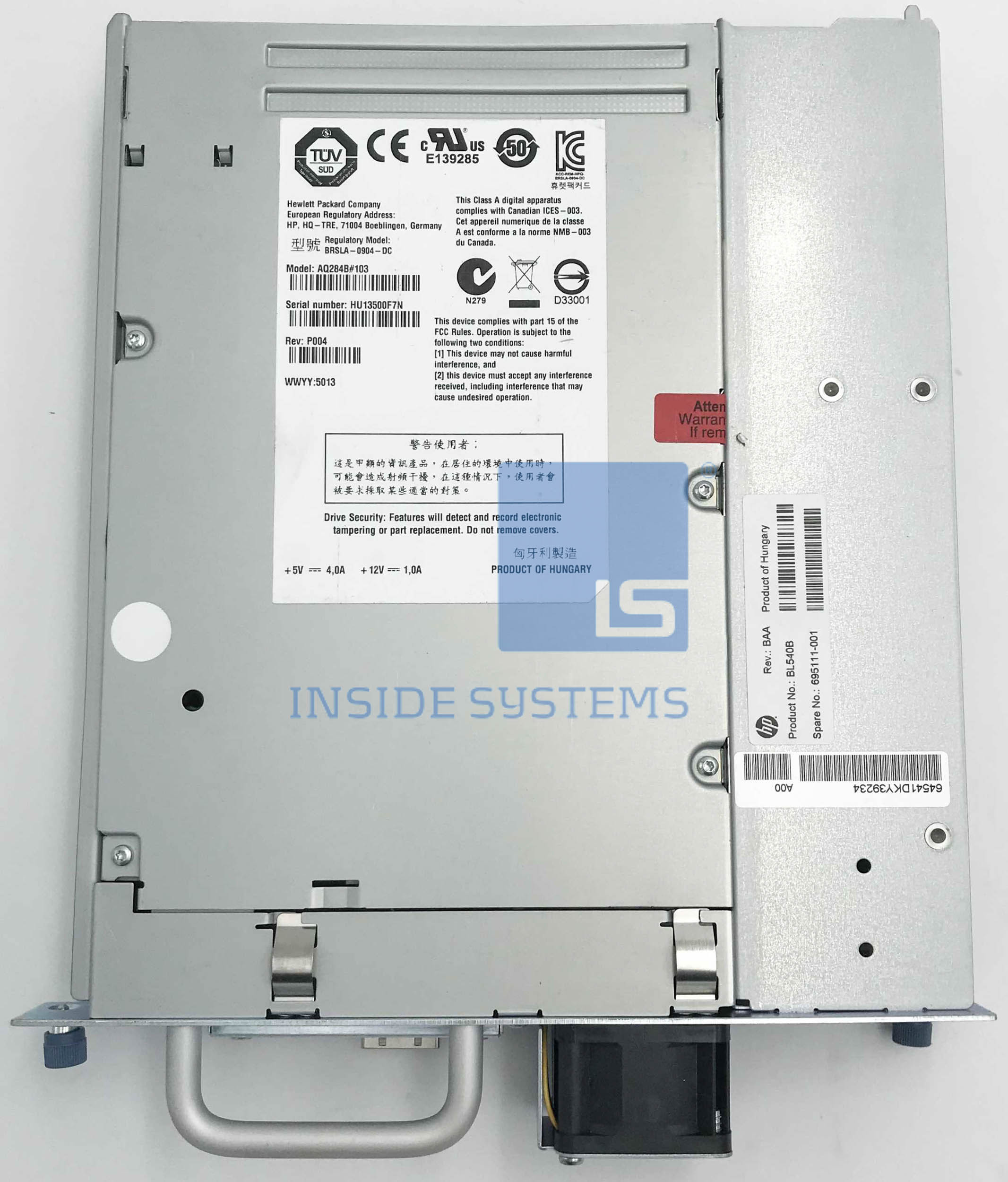 BL540A – HP MSL LTO-5 HH Ultrium 3000 SAS Drive – Inside Systems A/S