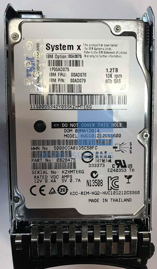 00AD076 - 1.2TB 10K 6Gbps 2.5" SAS HDD G2HS