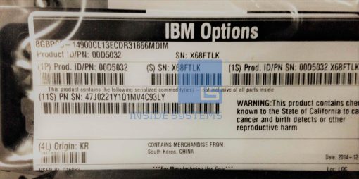 00D5032-01 - IBM 8GB PC3-14900 CL13 DDR3 1866Mhz LP