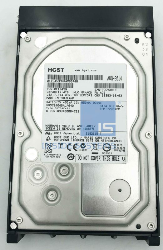 005052435 EMC HARD DRIVE 4TB 7.2K 6/12GB SAS ADVANCED FORMAT AF 4KN 4160 BPS 3.5