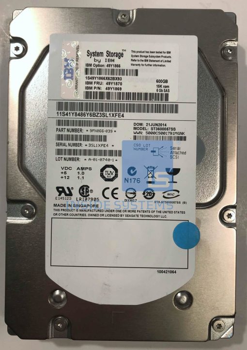49Y1870-04 - IBM 600GB 15K 3.5'' HDD 6Gbps NO BRACKET