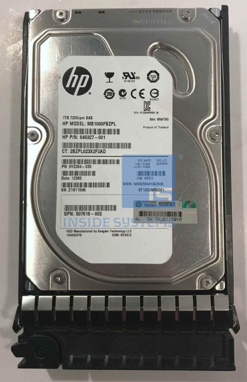508011-001 - 1TB 7.2K 6G DP SAS 3.5" HDD