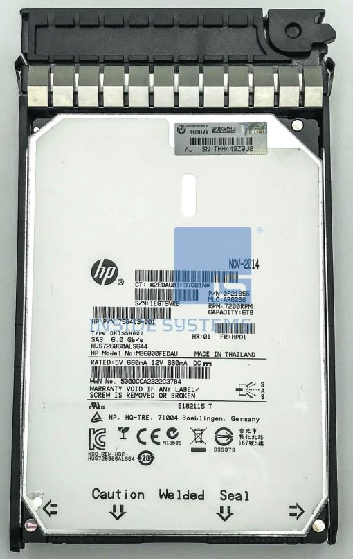 782995-001 - HP 6TB 7.2K 6GBPS 3.5 SAS ML HDD