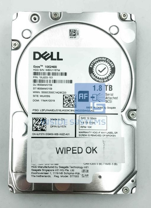 JY57X - DELL 1.8TB 10K 12G 512e SAS 2.5" HDD