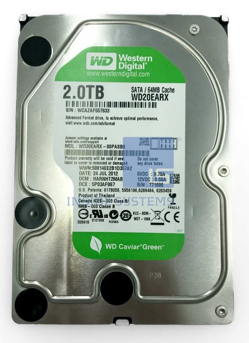 WD20EARX - WD 2TB 6G 5.4K SATA 3.5" HDD