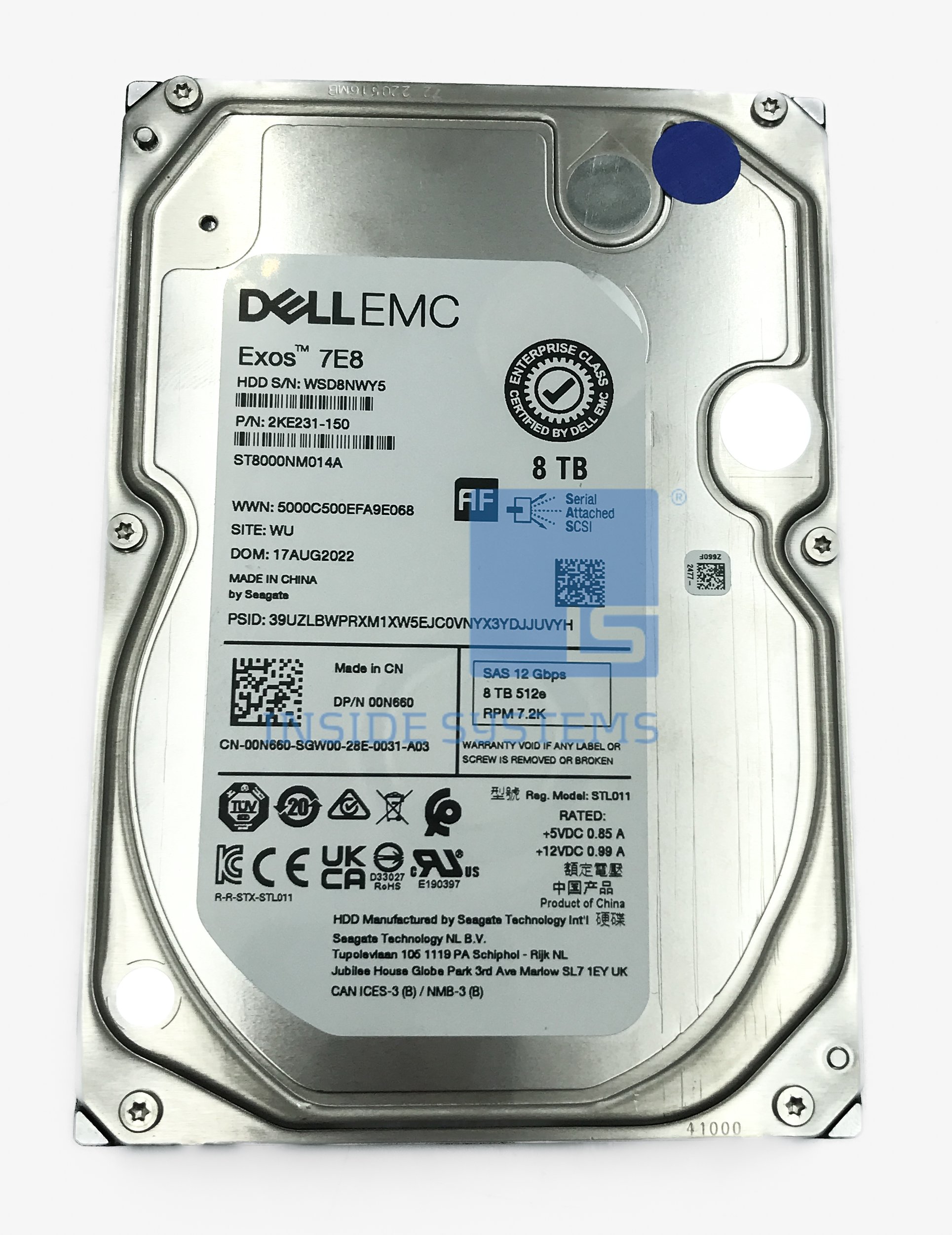 00N660-04 - DELL 8TB 7.2K 12G 512e NLSAS 3.5" HDD 15 00N660 04 A