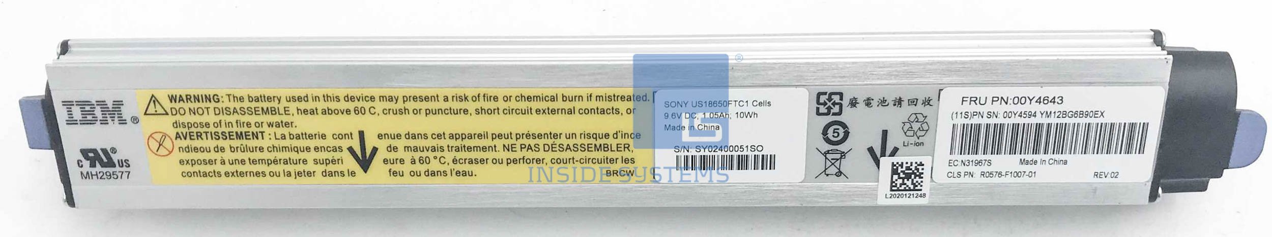 00Y4643-03 - V3700/V5000 Cache Li-Ion Battery 12 00Y4643 03 A