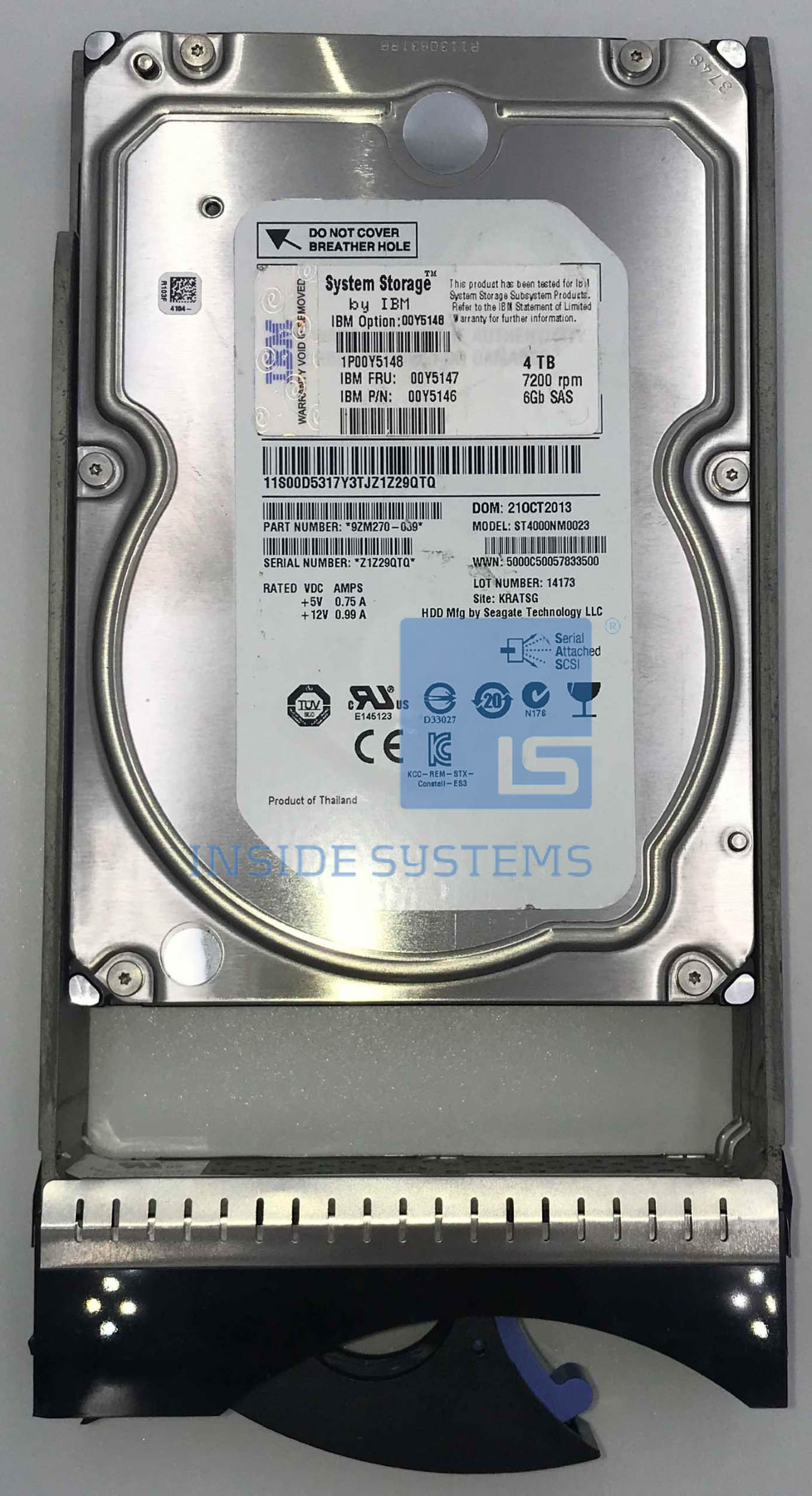00Y5148 - IBM 4TB SAS 7200 RPM 6GB NL 3.5IN HDD 3 00Y5148 - IBM 4TB SAS 7200 RPM 6GB NL 3.5IN HDD