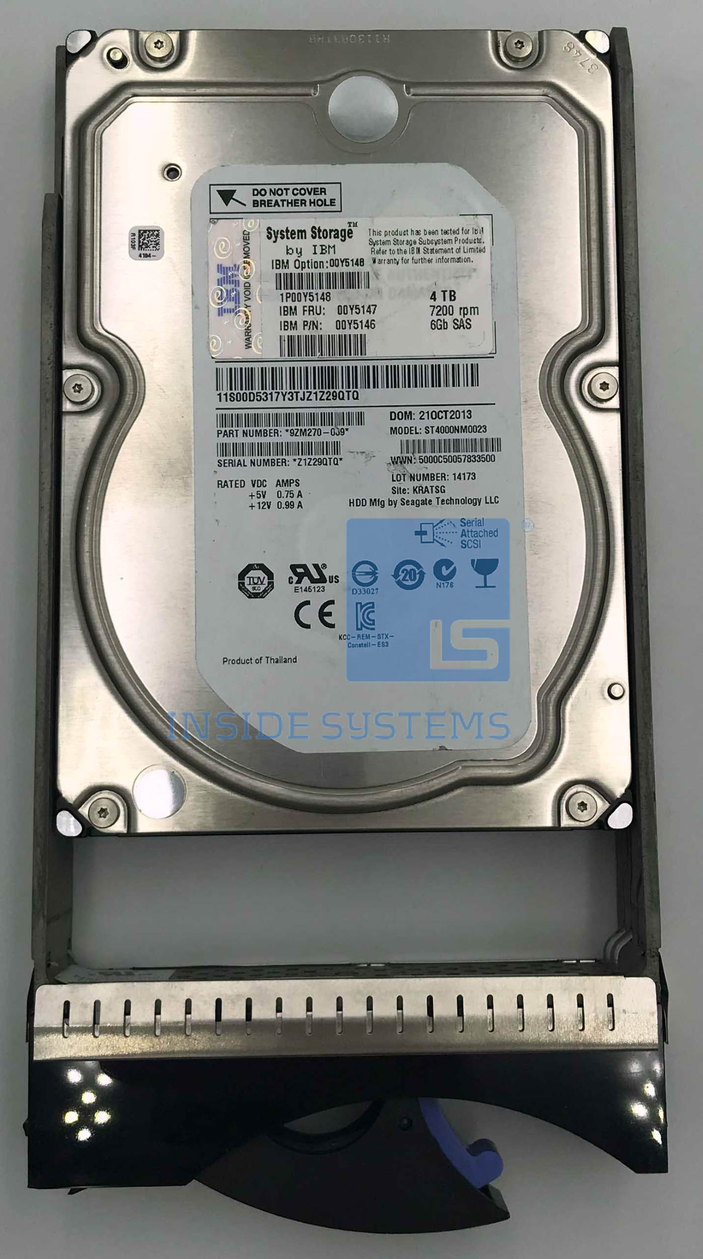 00Y5148 - IBM 4TB SAS 7200 RPM 6GB NL 3.5IN HDD 4 00Y5148 - IBM 4TB SAS 7200 RPM 6GB NL 3.5IN HDD - Image 2