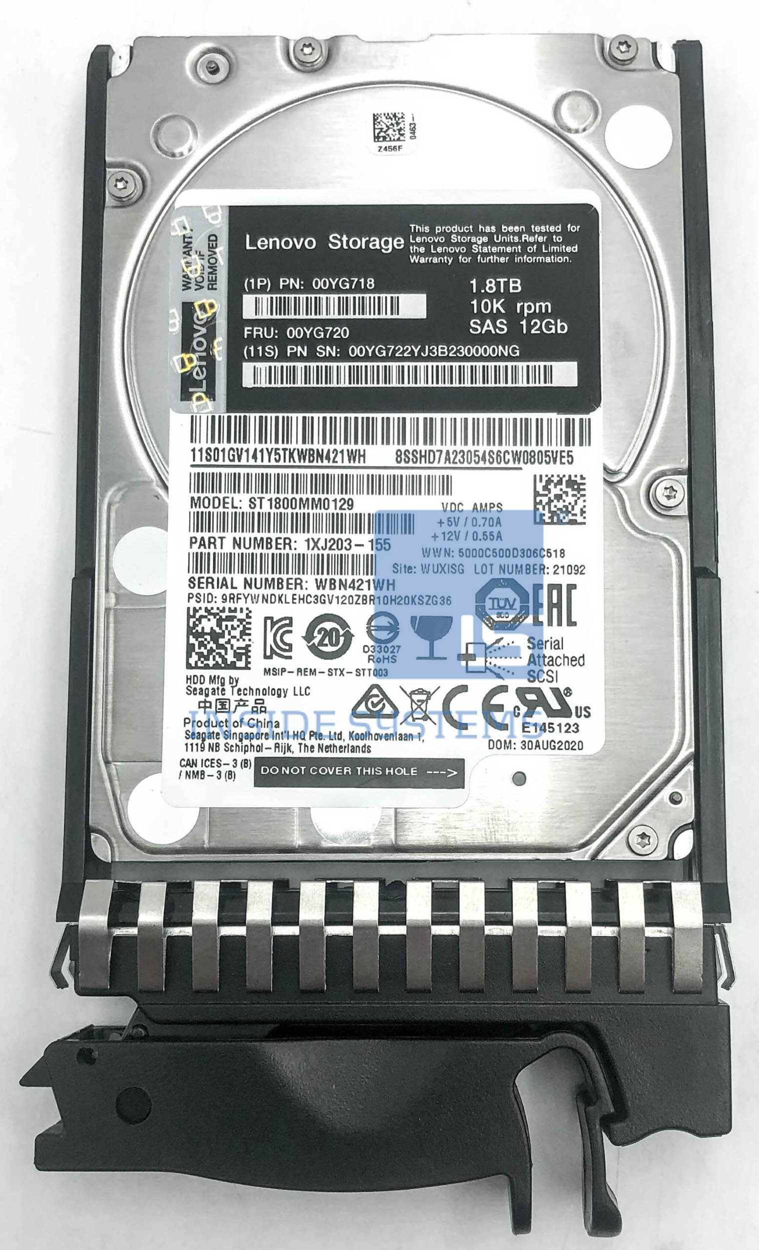 00YG718 - 1.8TB 10K 12Gbps 2.5" SAS HDD 8 00YG718 A