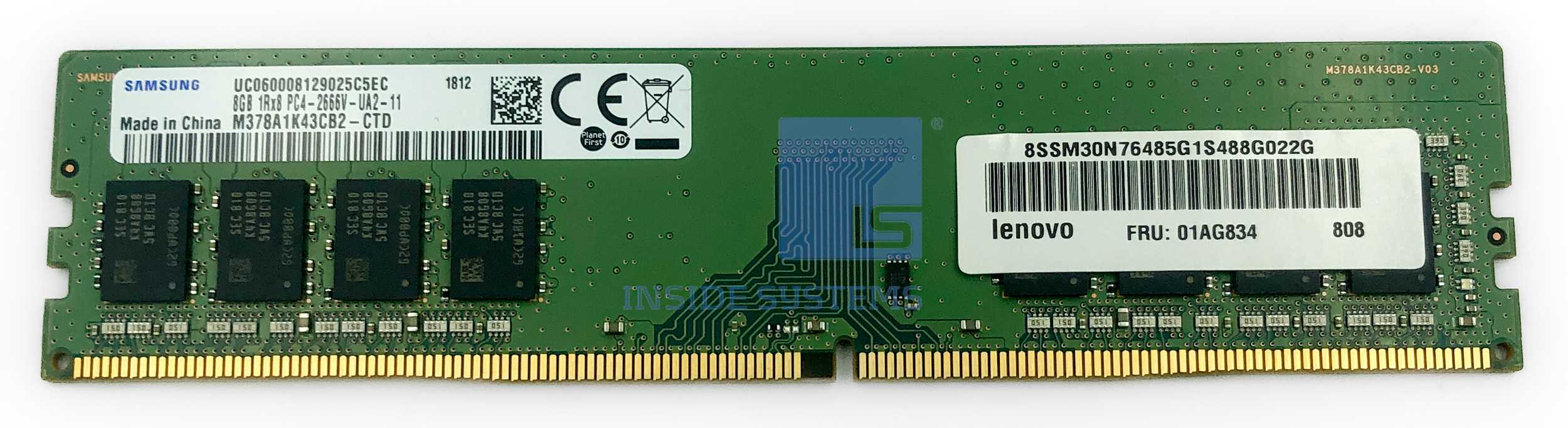 01AG834 - 8GB DDR4 2666MHz 1Rx8 UDIMM 5 01AG834 A