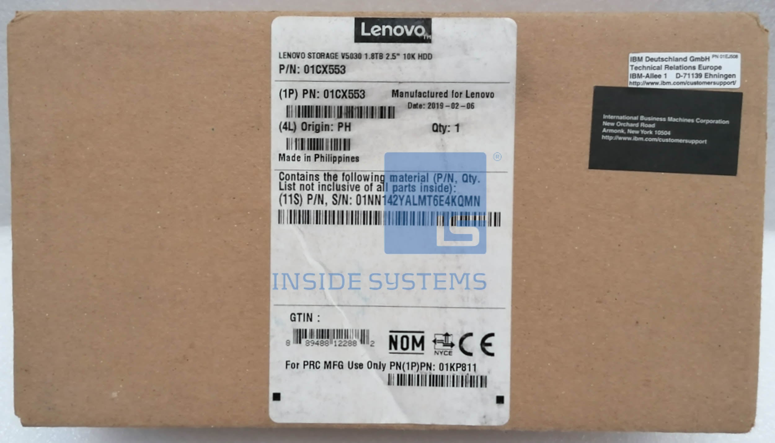 01CX553-01 - 1.8TB 10K RPM 2.5" HDD 12G V5000G2 1 01CX553-01 - 1.8TB 10K RPM 2.5" HDD 12G V5000G2