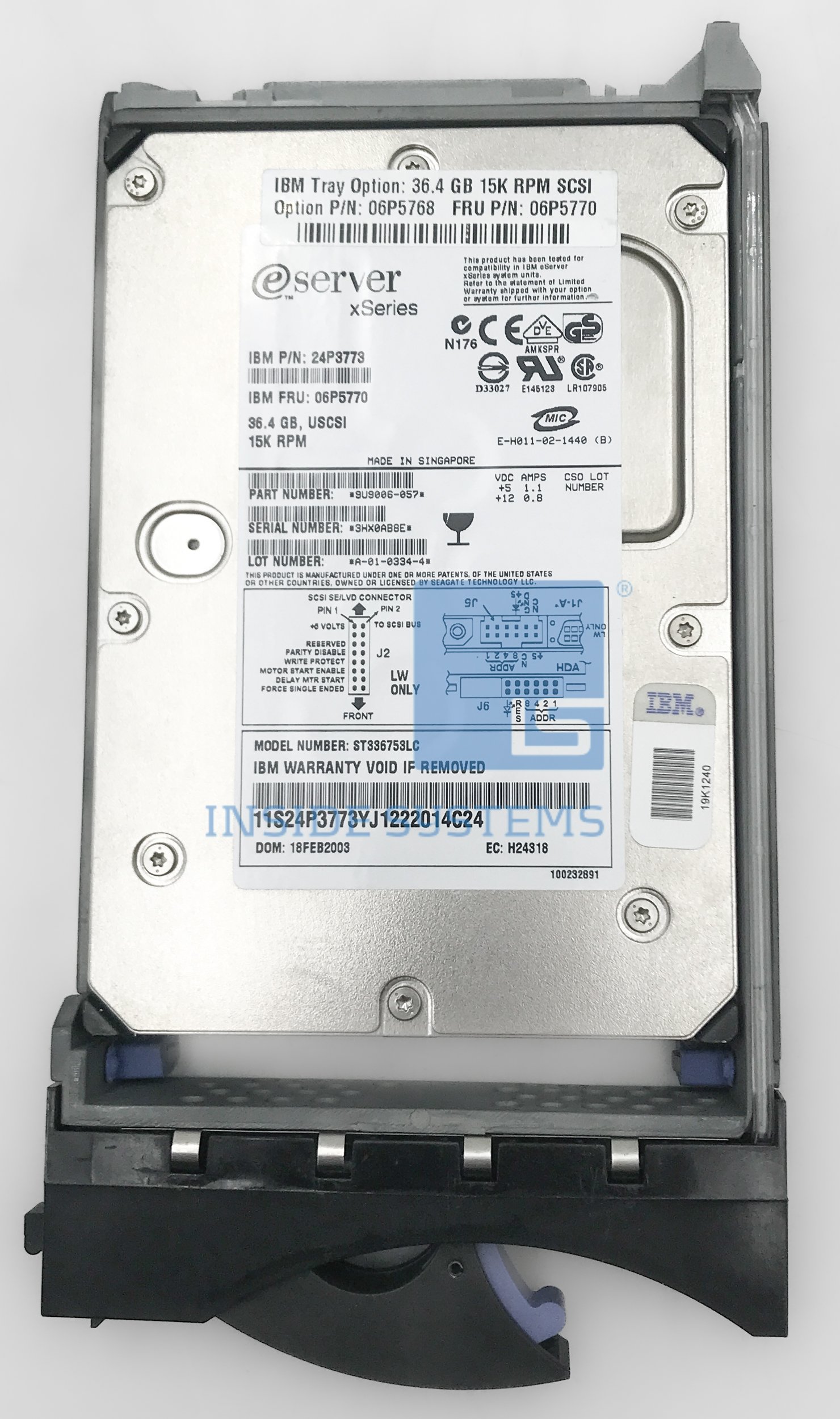 06P5770 - 36.4GB 15K U160 SCSI hot-swap SL 6 06P5770 A