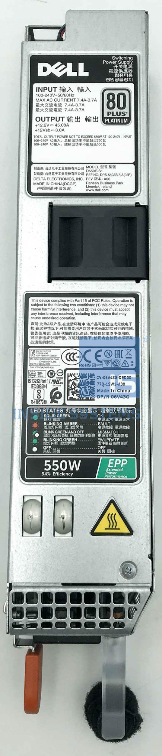 06V43G - DELL PowerEdge 550W PSU G13/G14/G15 1 06V43G - DELL PowerEdge 550W PSU G13/G14/G15