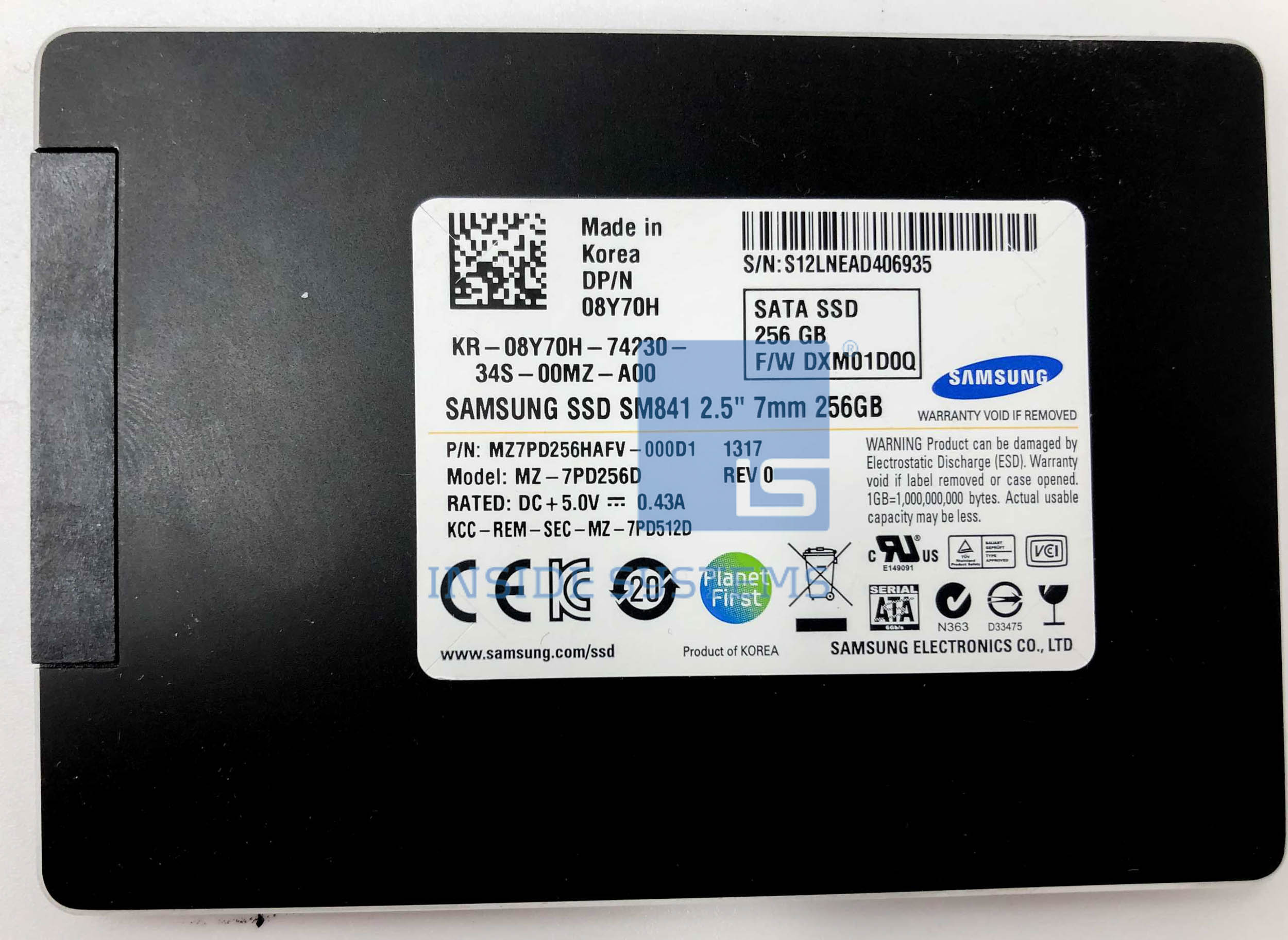 08Y70H - DELL 256GB 6G SATA3 2.5" SSD 3 08Y70H - DELL 256GB 6G SATA3 2.5" SSD