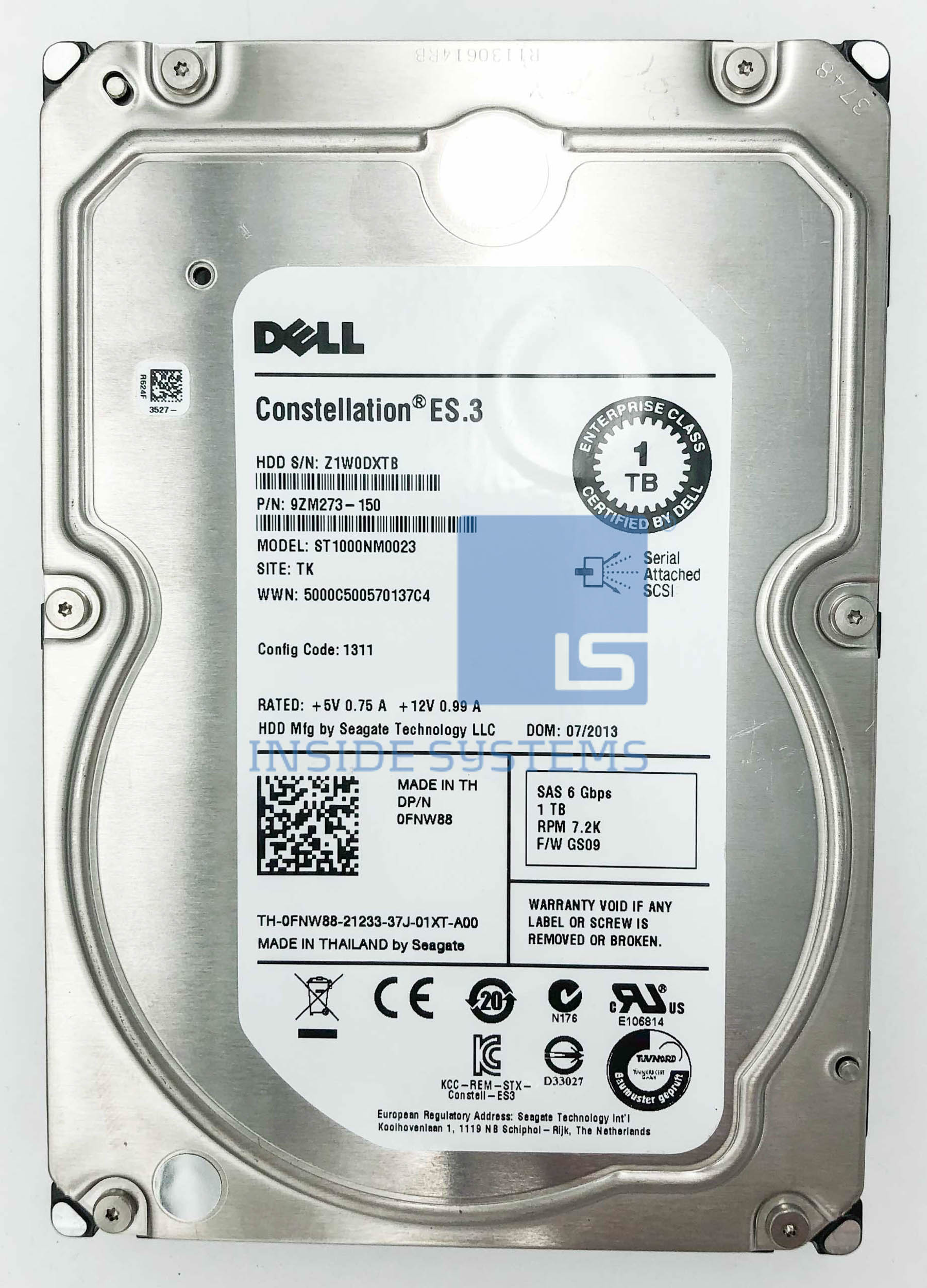 0FNW88-04 - DELL 1TB 7.2K 6G SAS 3.5" HDD 3 0FNW88-04 - DELL 1TB 7.2K 6G SAS 3.5" HDD