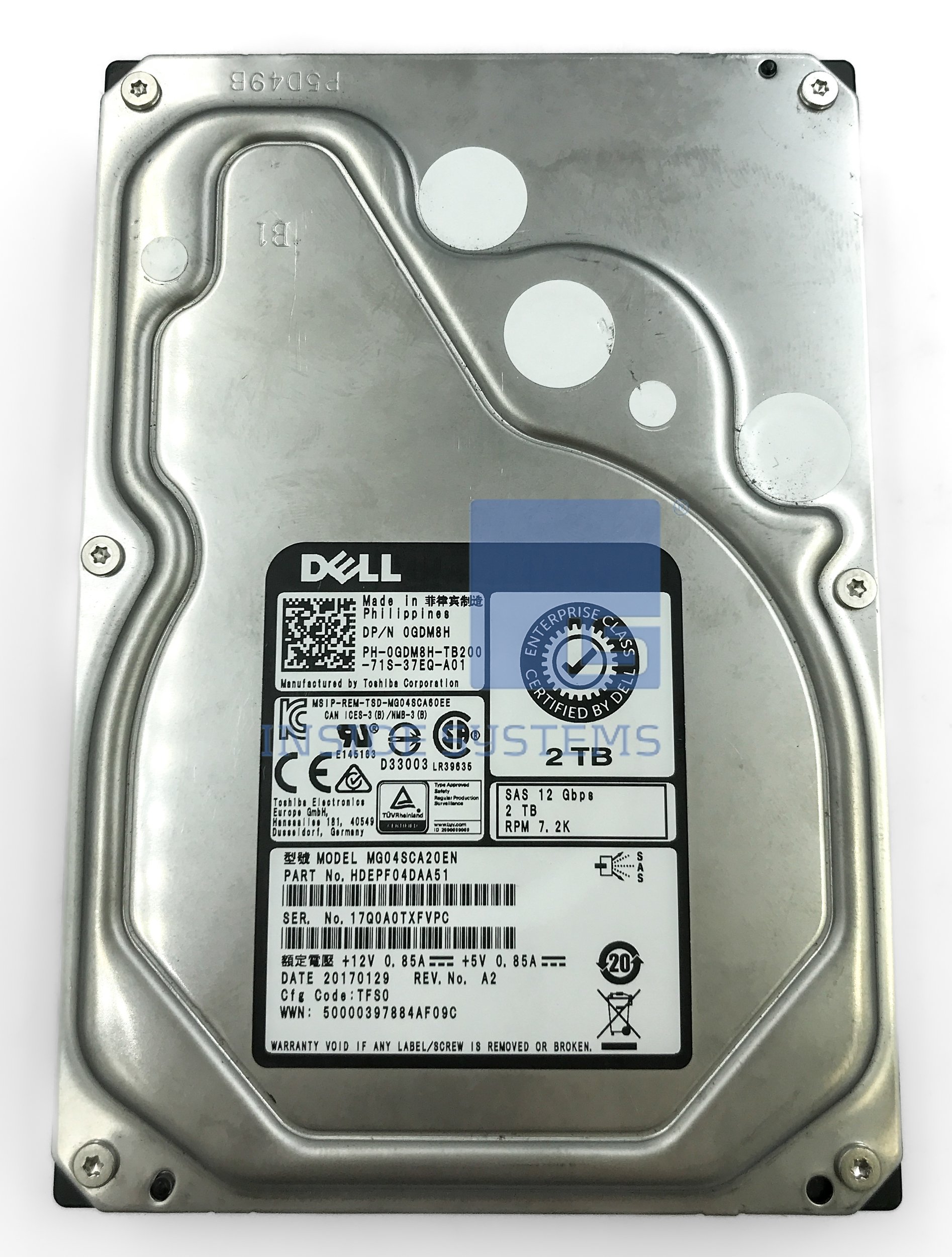 0GDM8H - DELL 2TB 12GB 7.2K SAS 3.5" HDD 7 0GDM8H A