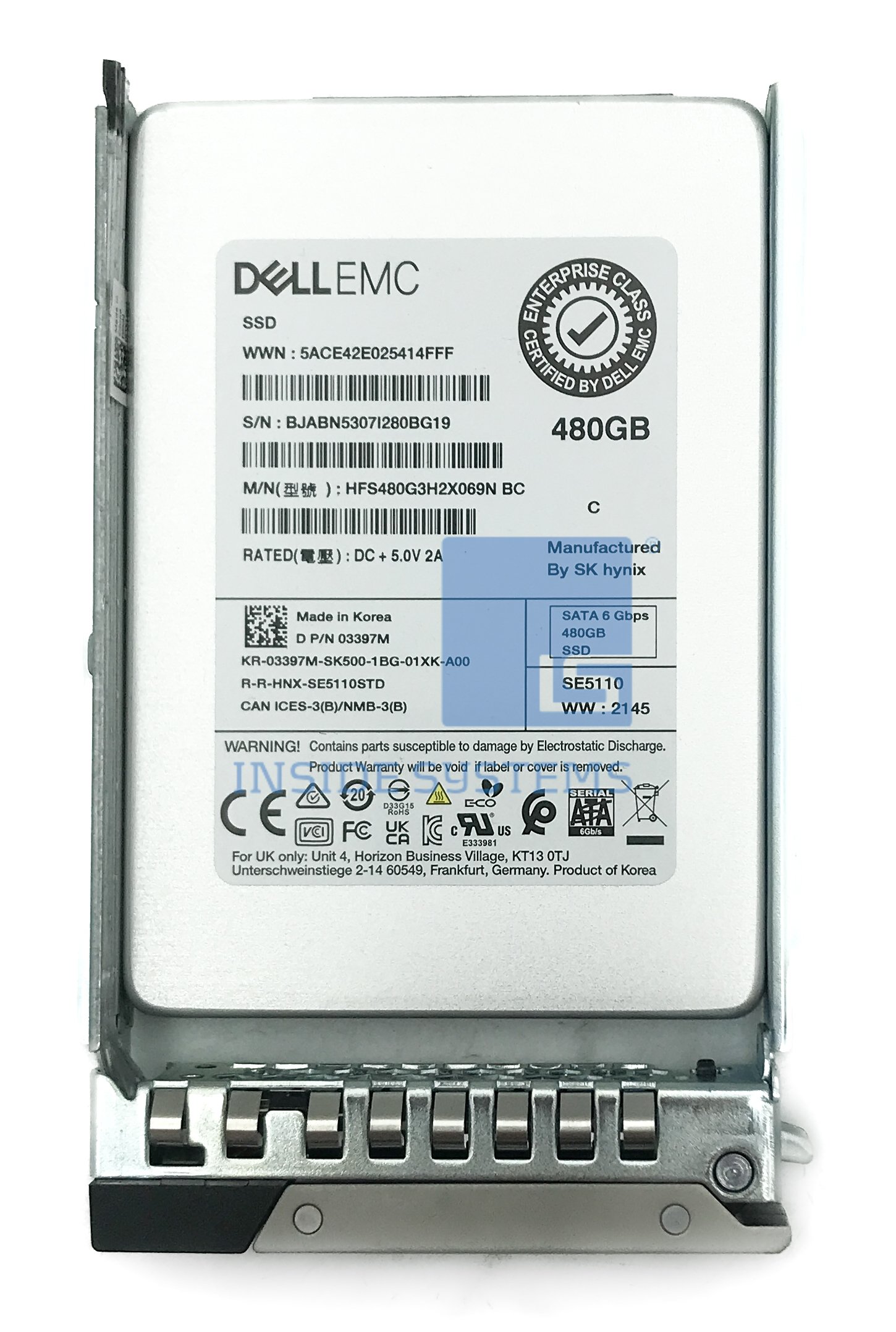 3397M-03 - DELL 480GB 6G RI 512e SATA 2.5" SSD 8 3397M 03 A