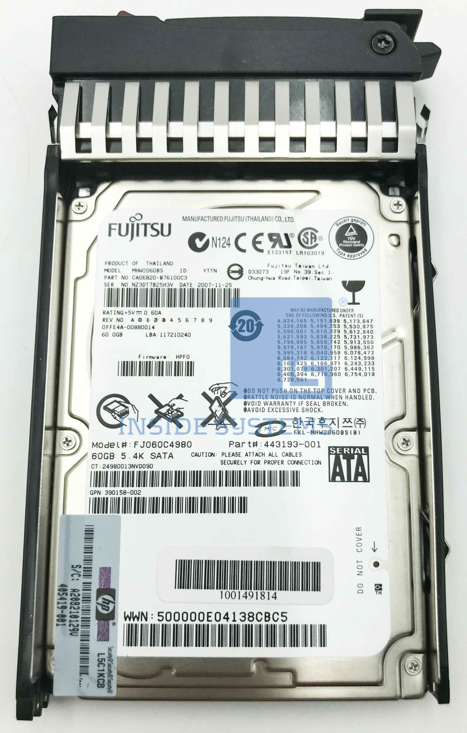 405419-001 - HP 60GB 5.4K 1.5G SFF HARD DRIVE 7 405419 001 A
