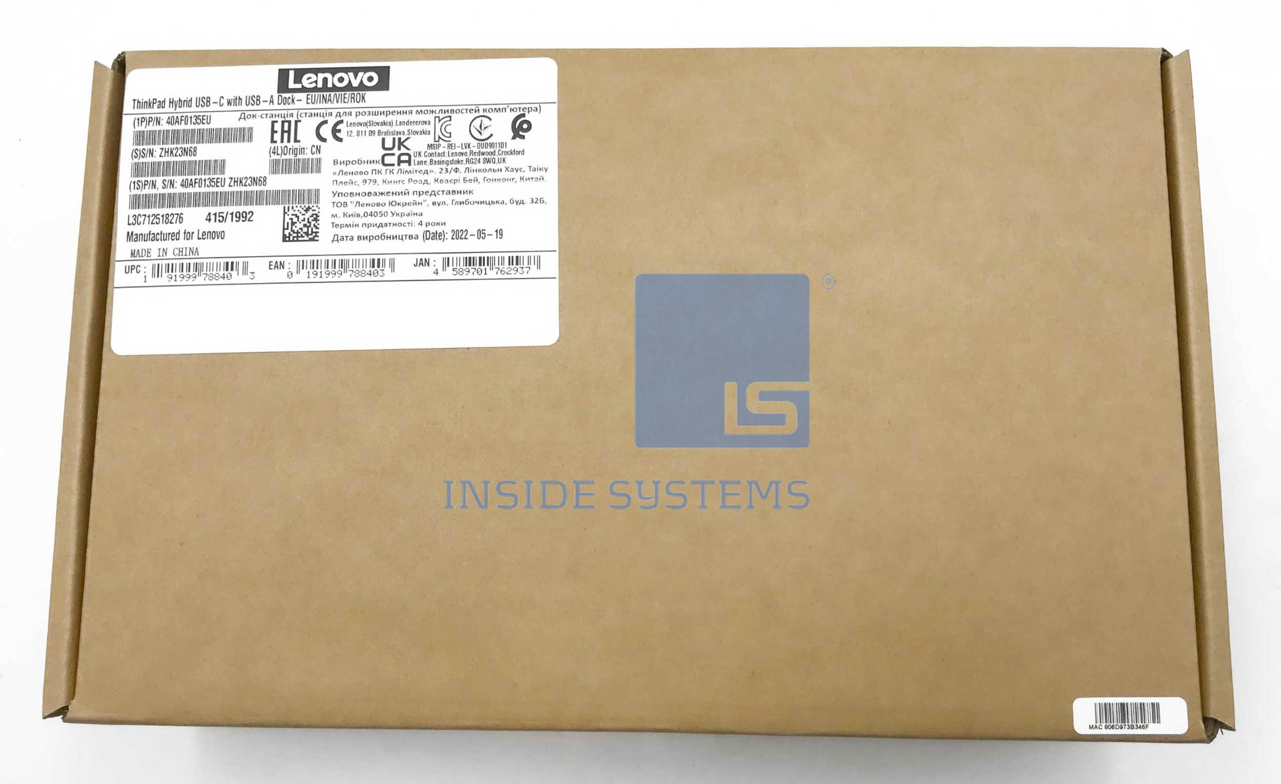 40AF0135EU-01 - ThinkPad Hybrid Docking Station USB-C 2 40AF0135EU-01 - ThinkPad Hybrid Docking Station USB-C