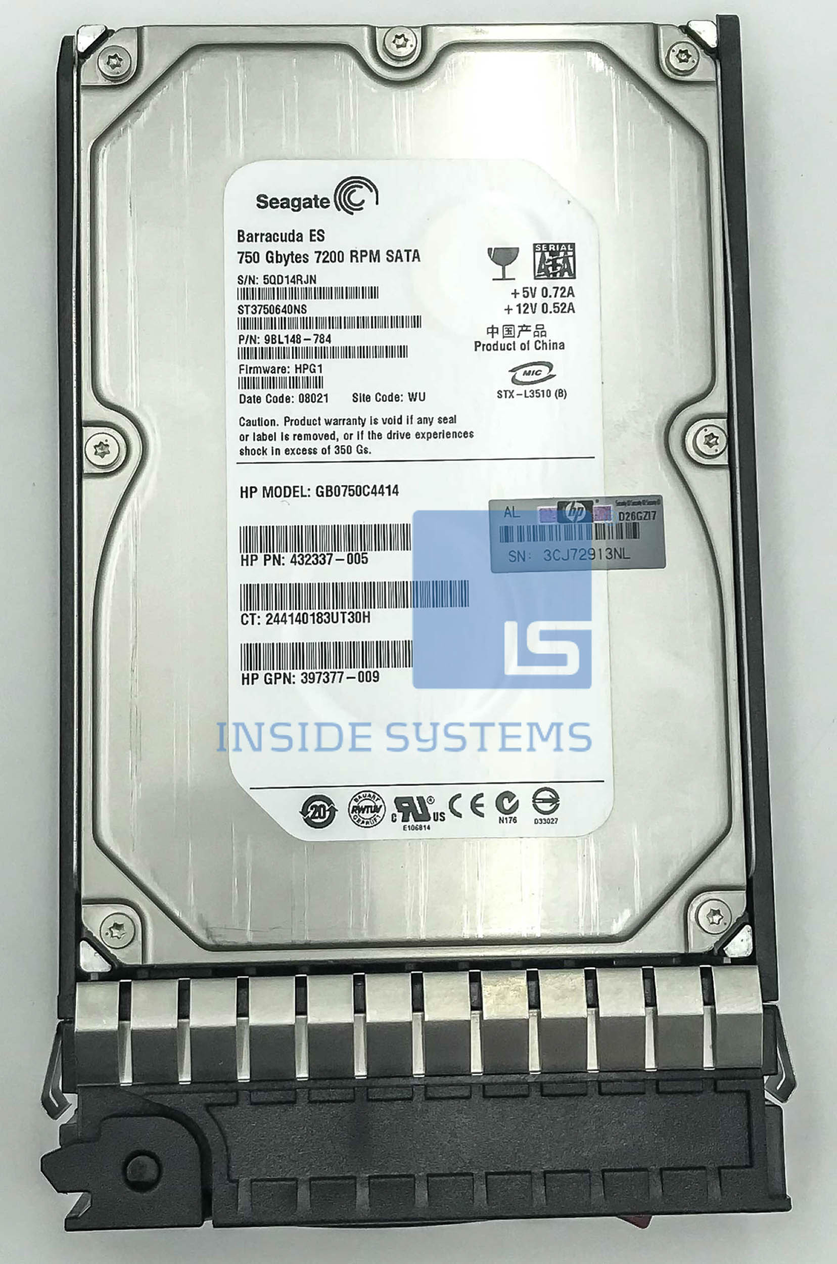 432401-002 - 750GB 1.5G 7.2K 3.5" SATA HDD 3 432401-002 - 750GB 1.5G 7.2K 3.5" SATA HDD - Image 2