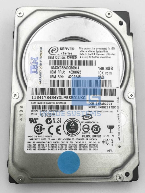 43X0825-04 - 146GB 10K 2.5" SAS H/S HDD NO BRACKET