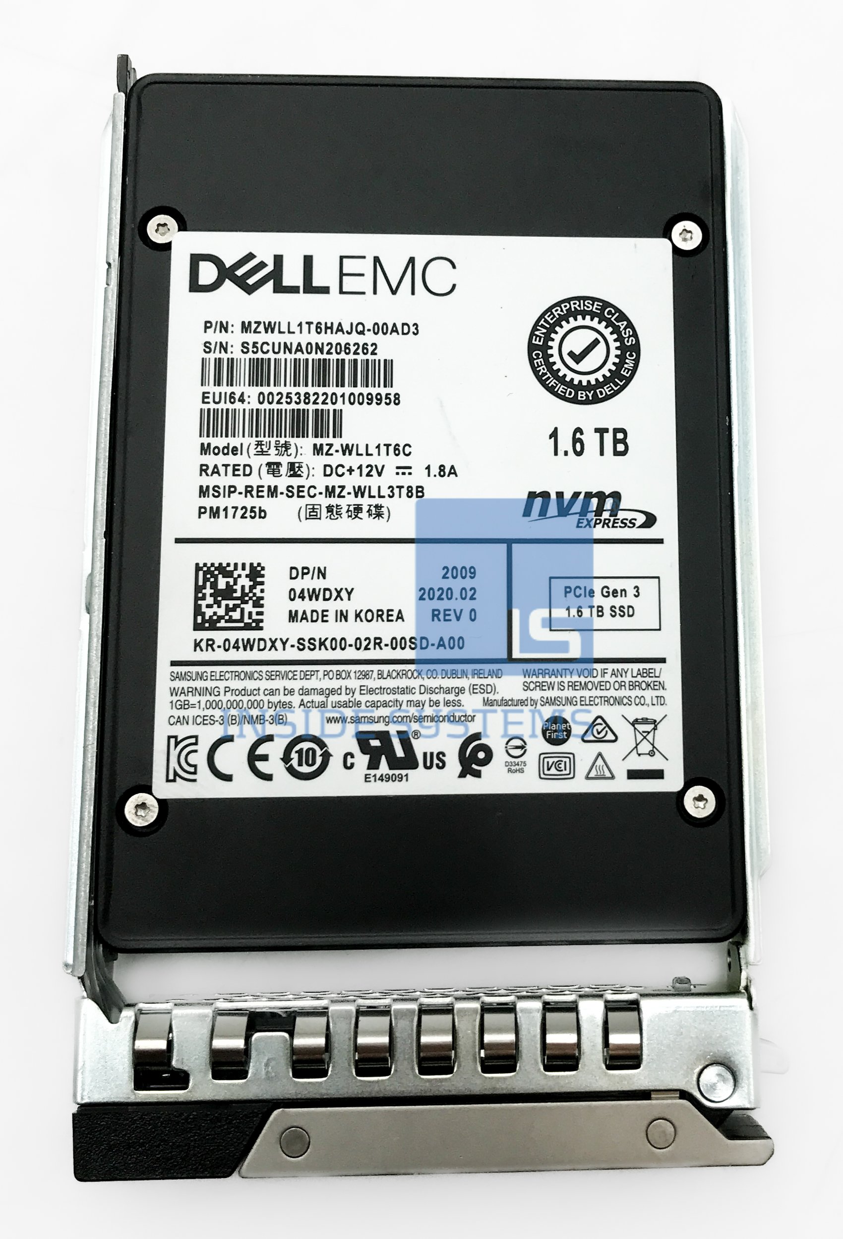 4WDXY - DELL 1.6TB MU U.2 NVMe 2.5" SSD 10 4WDXY A