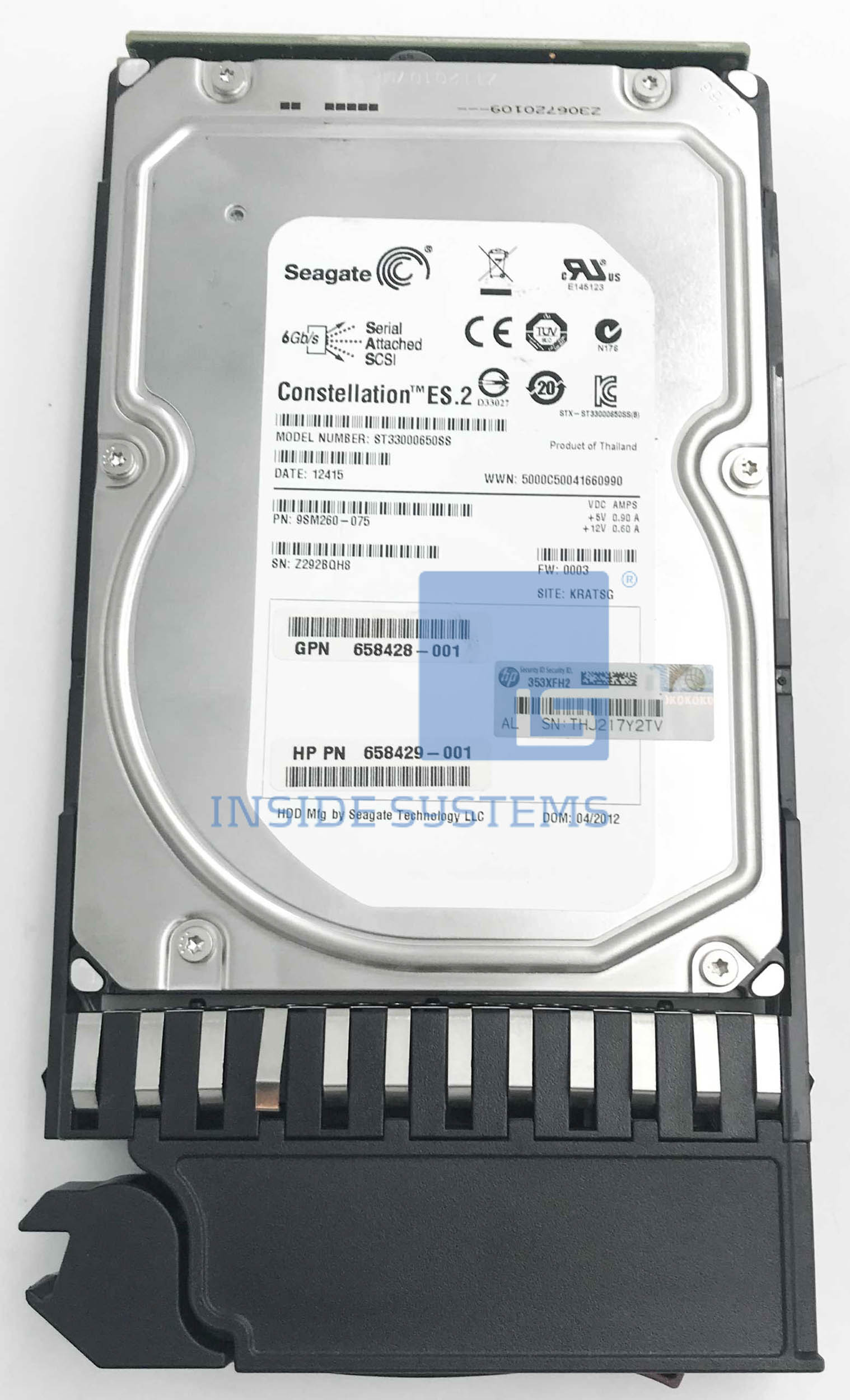 656102-001 - HPE 3TB 7.2K RPM 6G SAS 3.5" HDD 10 656102 001 A