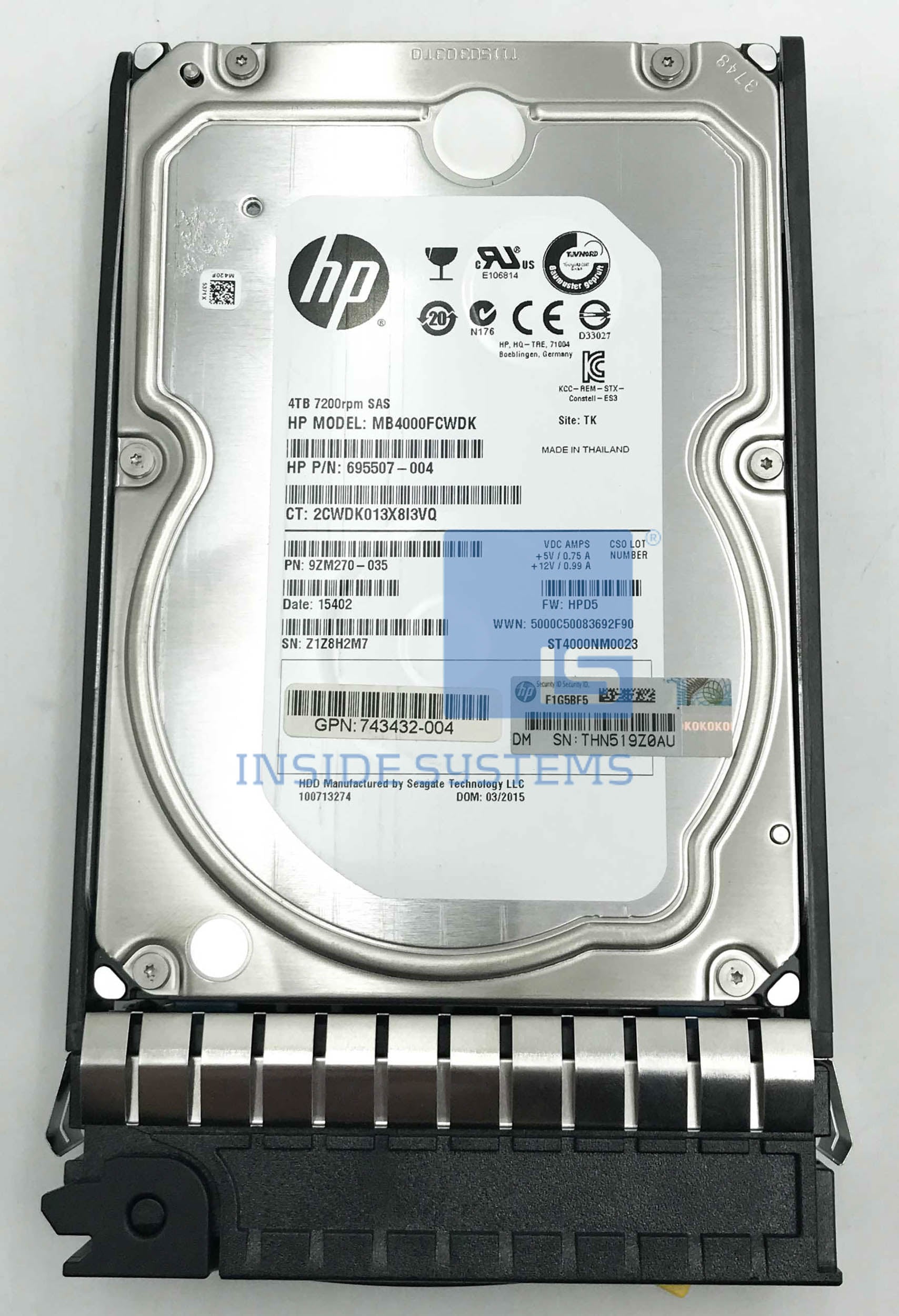 743405-001 - StoreAll 4TB 7.2K 6G SAS 3.5" HDD 13 743405 001 A