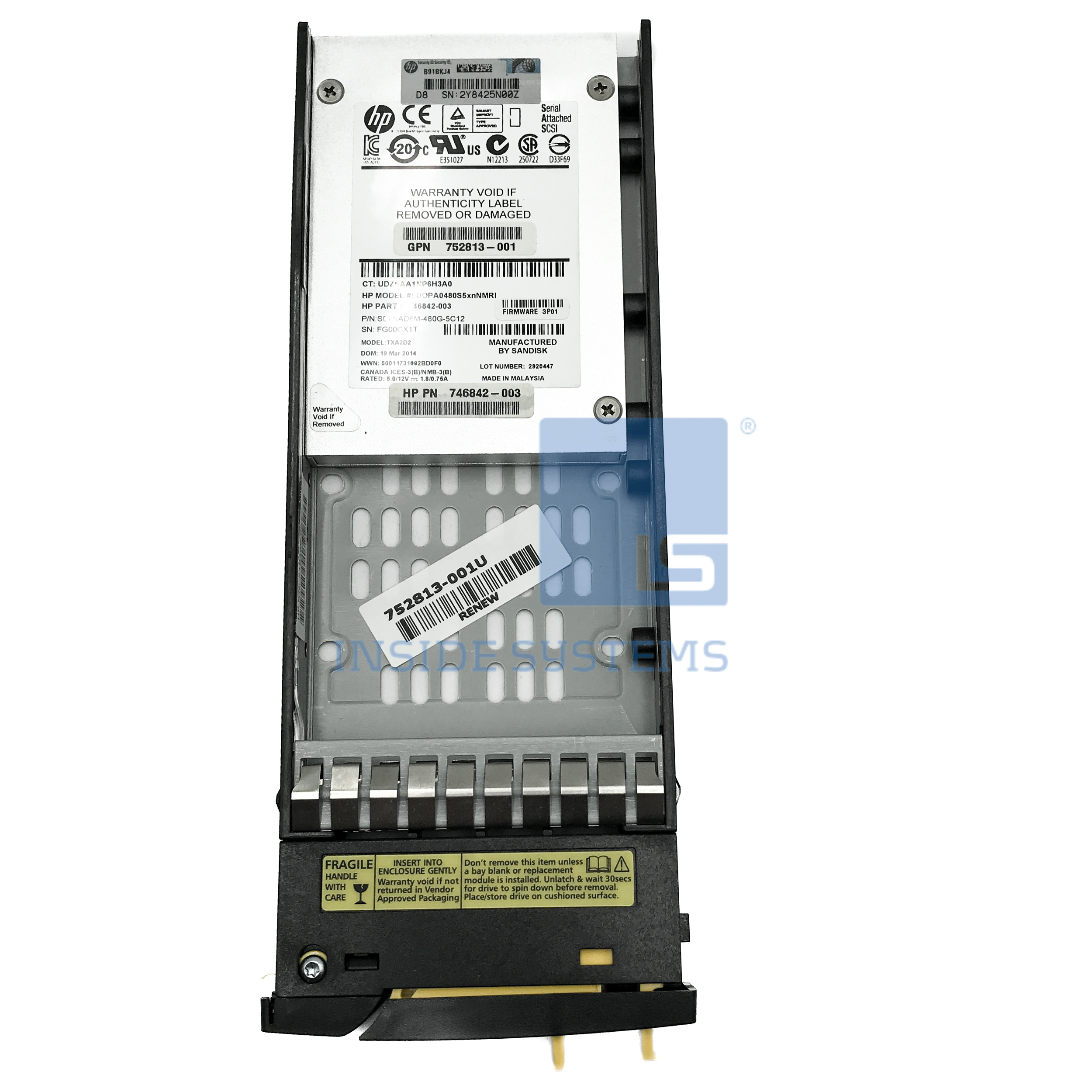 761924-001 - 3PAR 480GB 6G SAS 2.5" SSD 2 761924 001 A