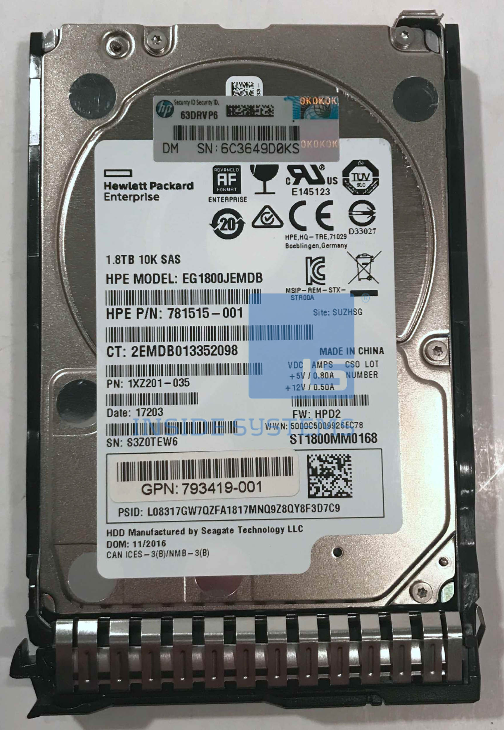 PCパーツ HP 791055???001?1.8?TB 10?K RPM 2.5?&quot; sas-12gb / S HDD 791055-001 - HPE 1.8TB 10000 RPM 2.5 inch 12Gbps SAS 512e