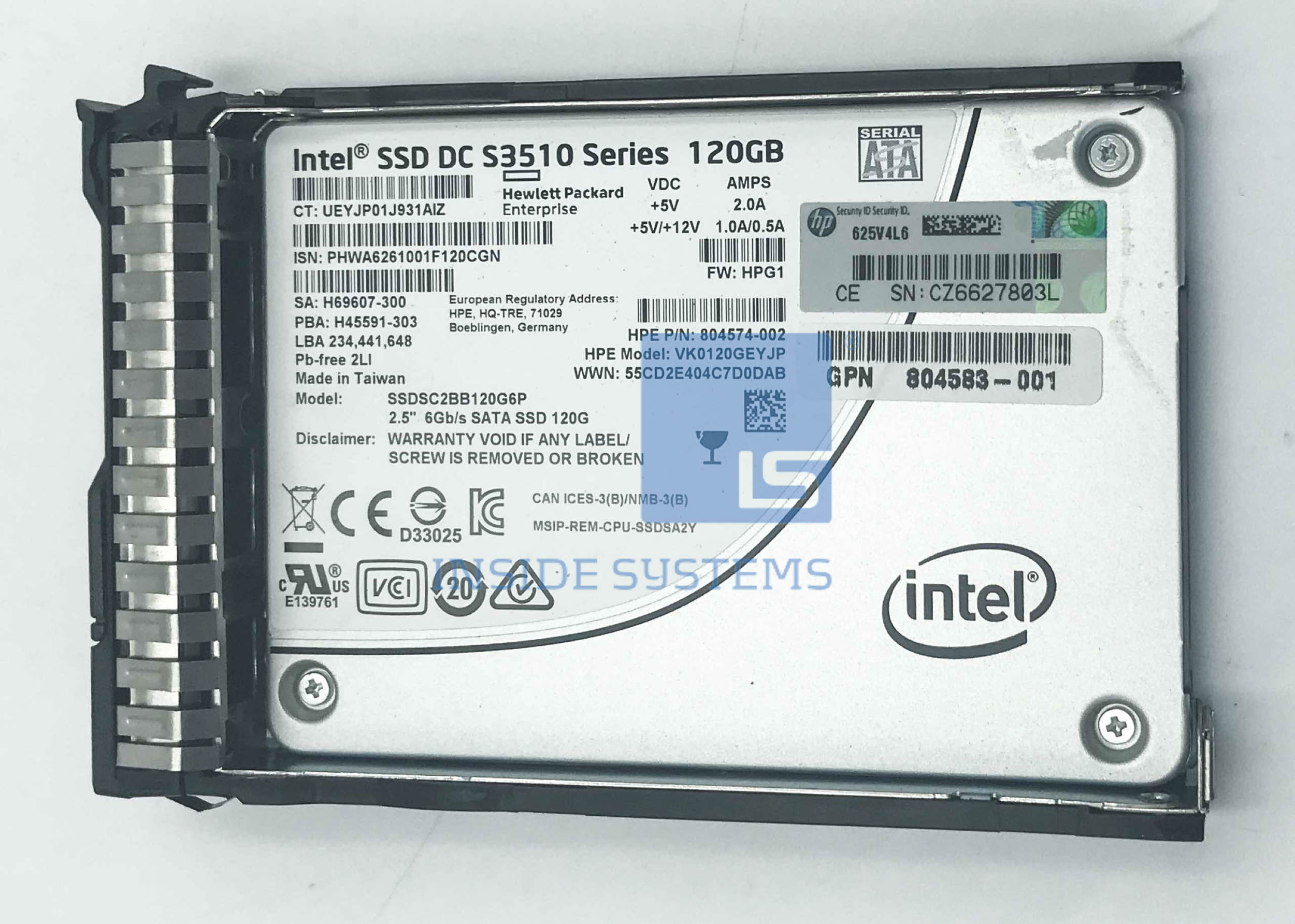 804581-B21 - 120GB 6G RI VE S3510 SC SATA 2.5" SSD 3 804581-B21 - 120GB 6G RI VE S3510 SC SATA 2.5" SSD