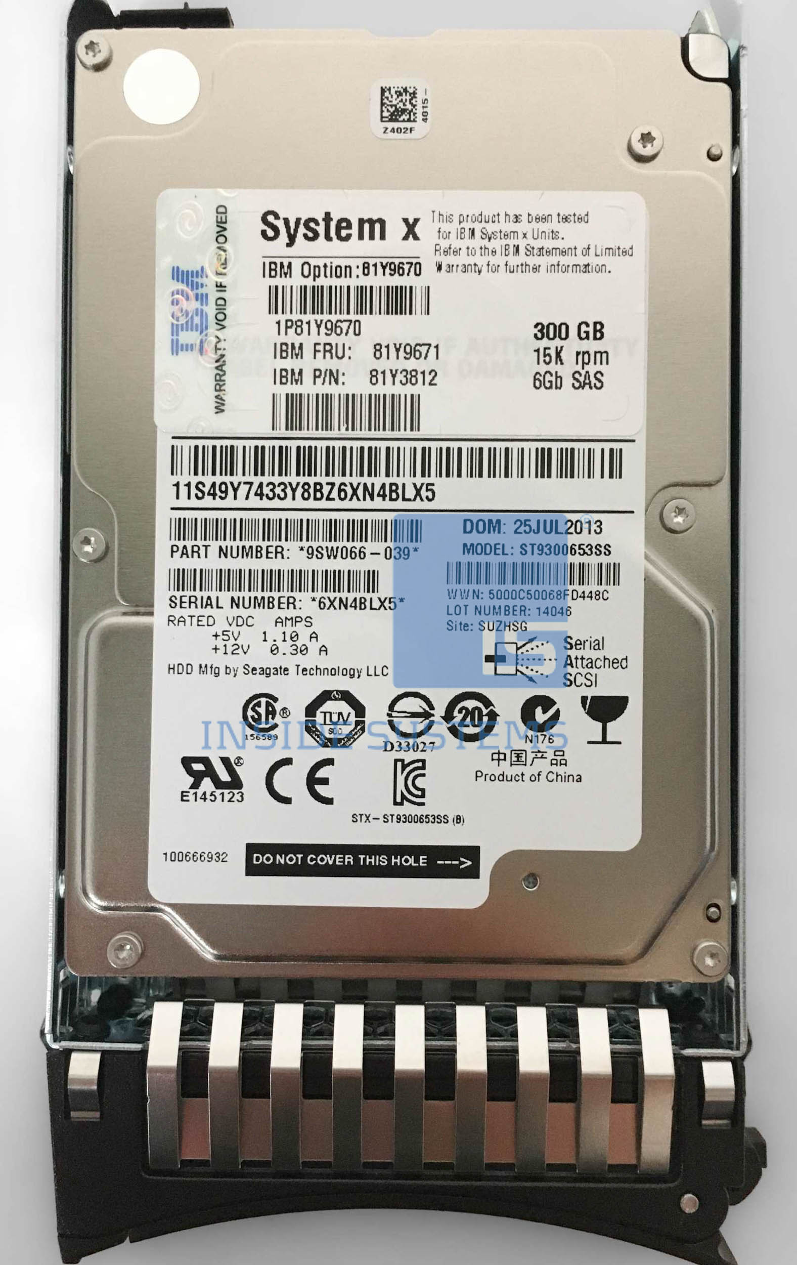 81Y9671 - 300GB 15K 6Gbps 2.5" SAS HDD G2HS 1 81Y9671 - 300 GB 15K 6 Gbps 2,5" SAS HDD G2HS