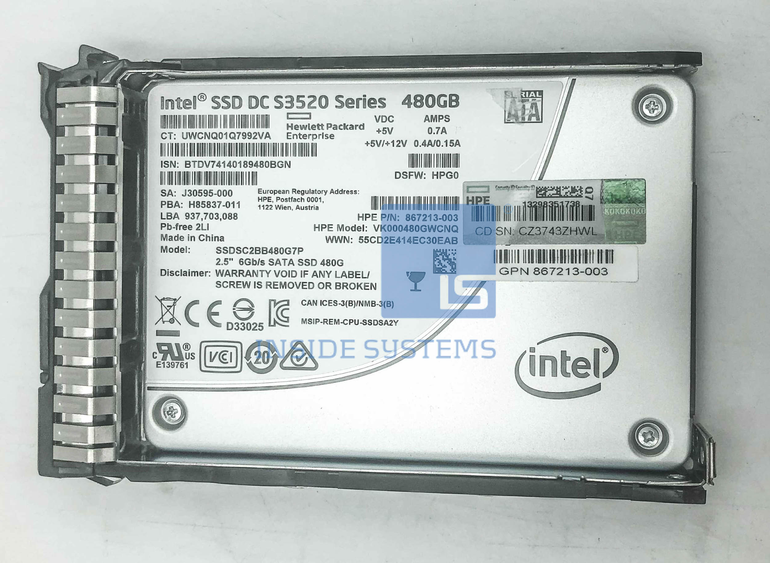 869378-B21 - 480GB 6G RI SC SATA 2.5" SSD 3 869378-B21 - 480GB 6G RI SC SATA 2.5" SSD