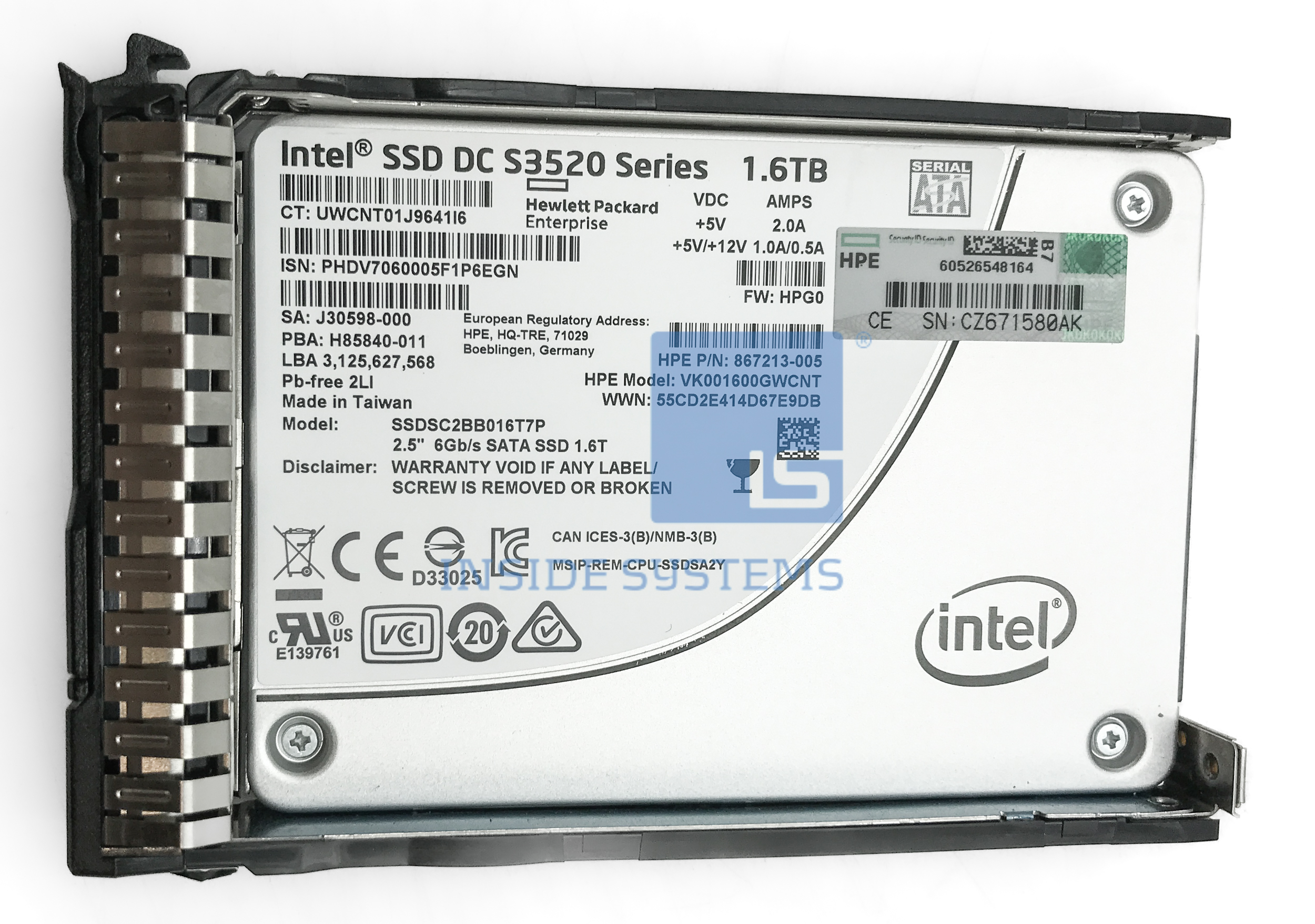 869386-B21 - 1.6TB 6G RI SC SATA 2.5" SSD 3 869386-B21 - 1.6TB 6G RI SC SATA 2.5" SSD