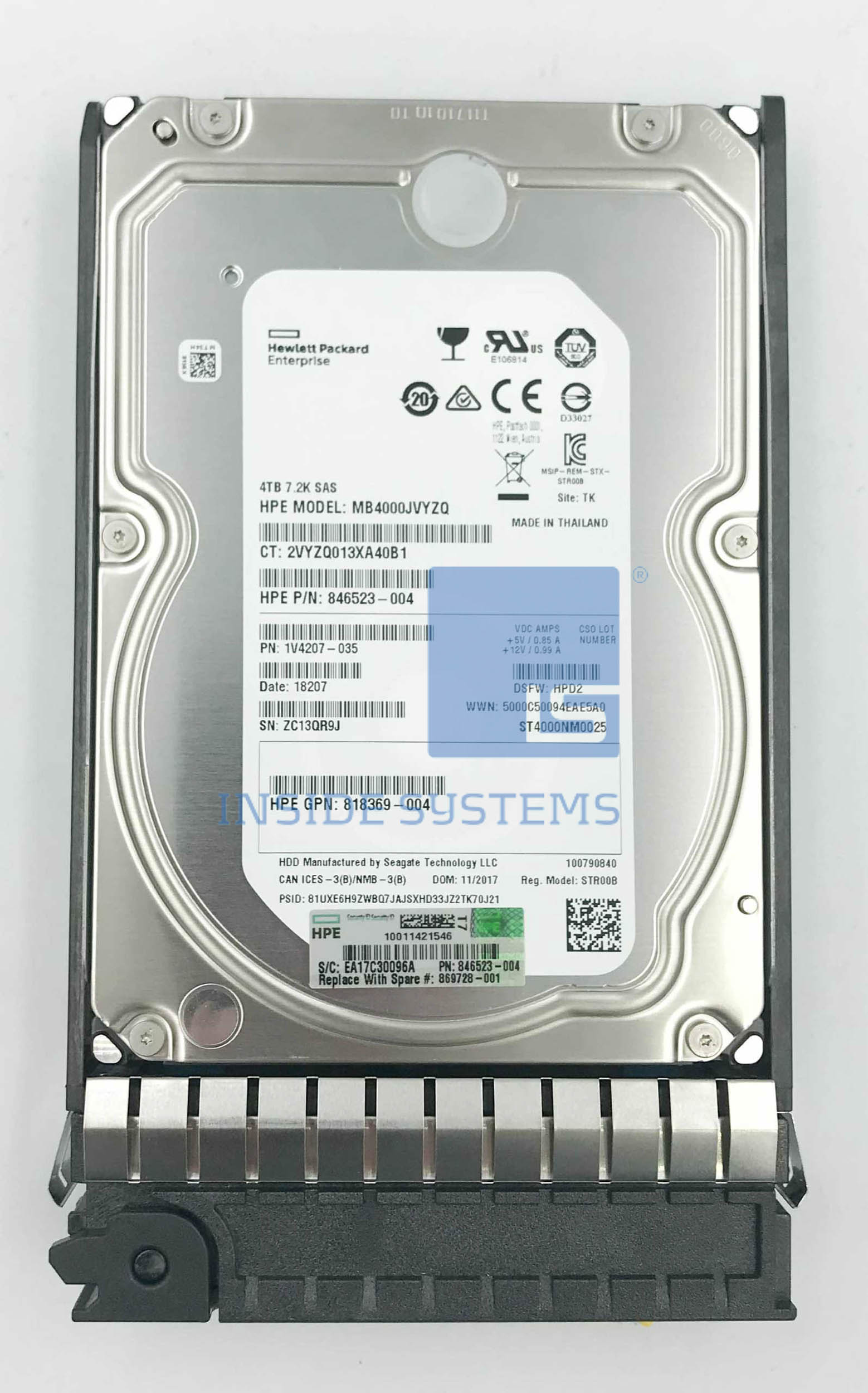869728-001 - StoreAll 4TB 7.2K 12G SAS 3.5" HDD 14 869728 001 A