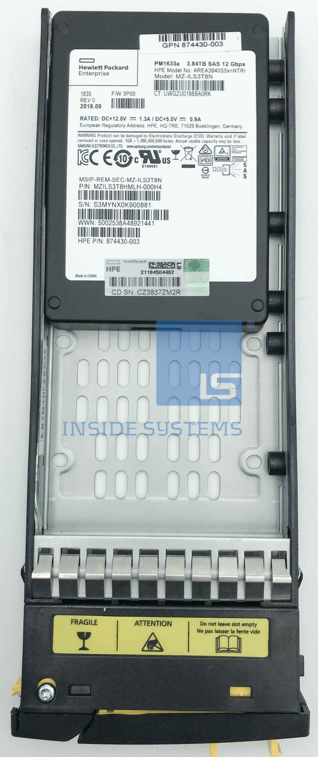 879391-001 - 3PAR 3.84TB 12G SAS 2.5" SSD 3 879391-001 - 3PAR 3.84TB 12G SAS 2.5" SSD