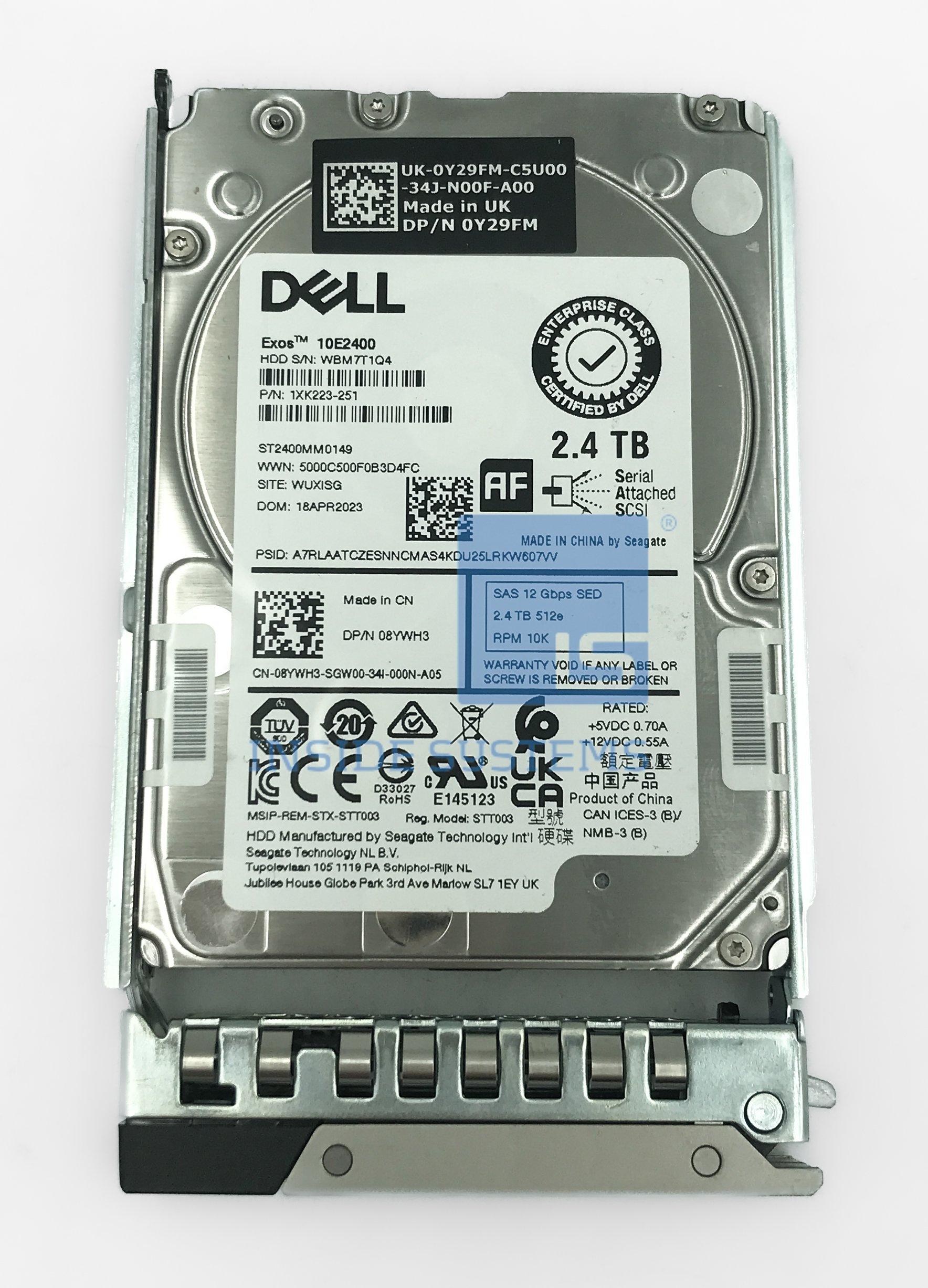8YWH3 - DELL 2.4TB 10K 12G SED SAS 2.5" HDD 5 8YWH3 A