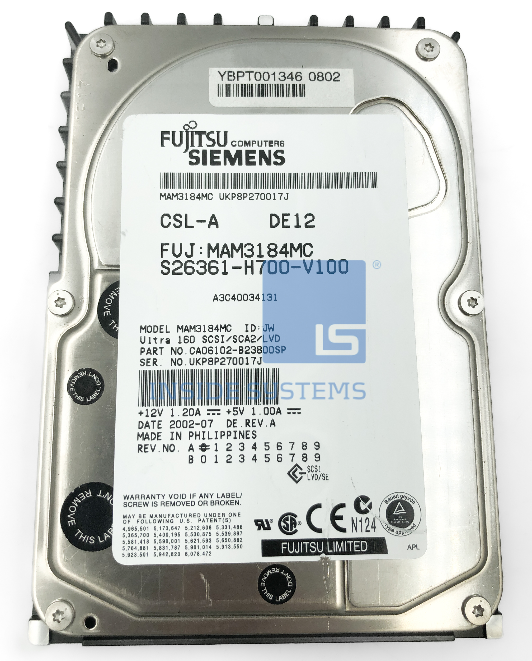A3C40034131-04 - Fujitsu 18GB 15K U160 80P SCSI 3.5" HDD 7 A3C40034131 04 A