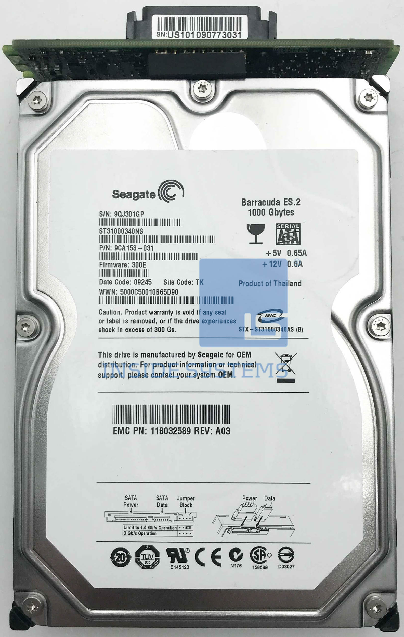 CX-SA07-010-04 - 1TB 7.2K SATA HDD (No Bracket) 4 CX SA07 010 04 A