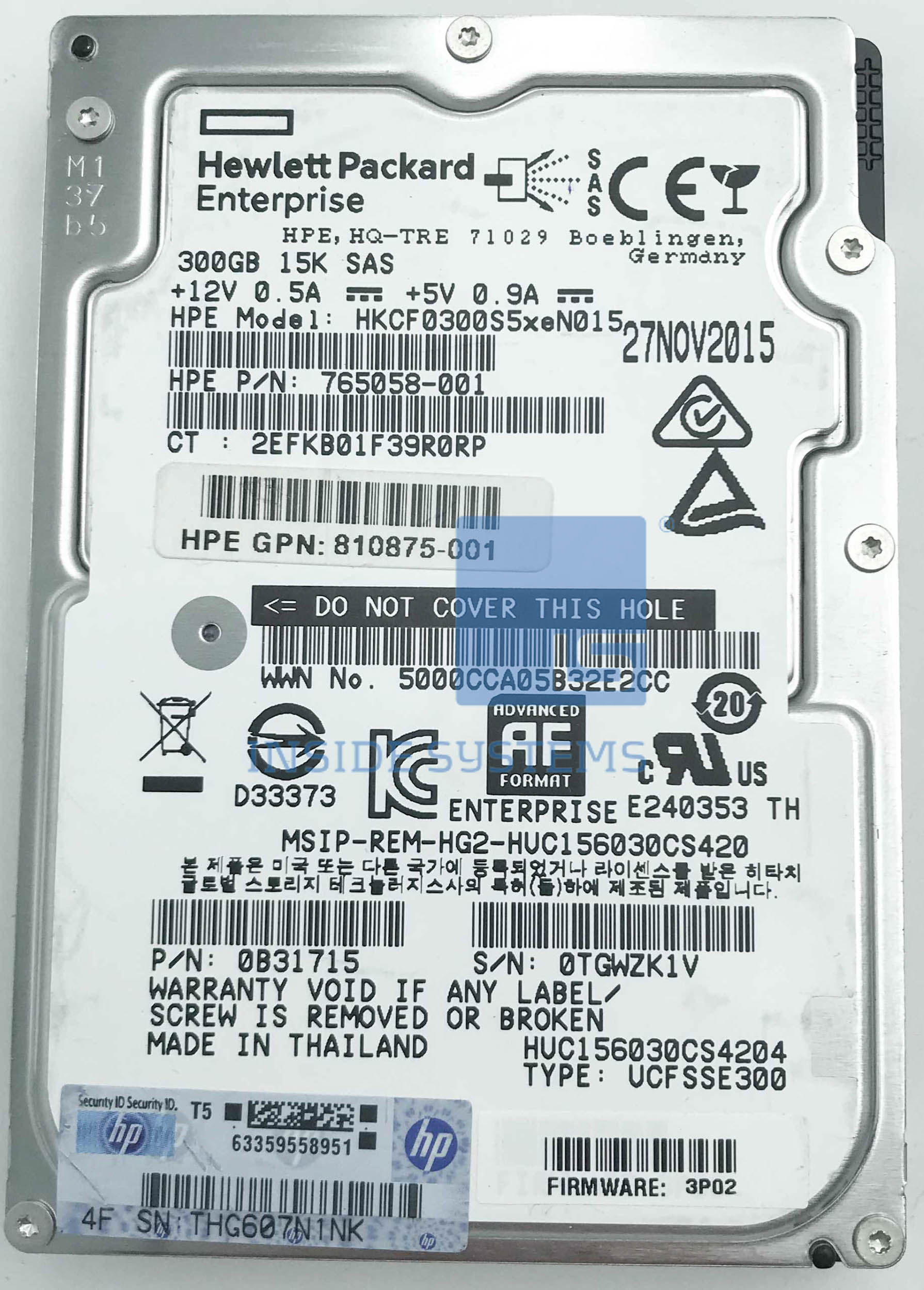 K2P97A-NOTRAY - HPE 3PAR 300GB 15K 12G 2.5" NOTRAY 10 K2P97A NOTRAY A