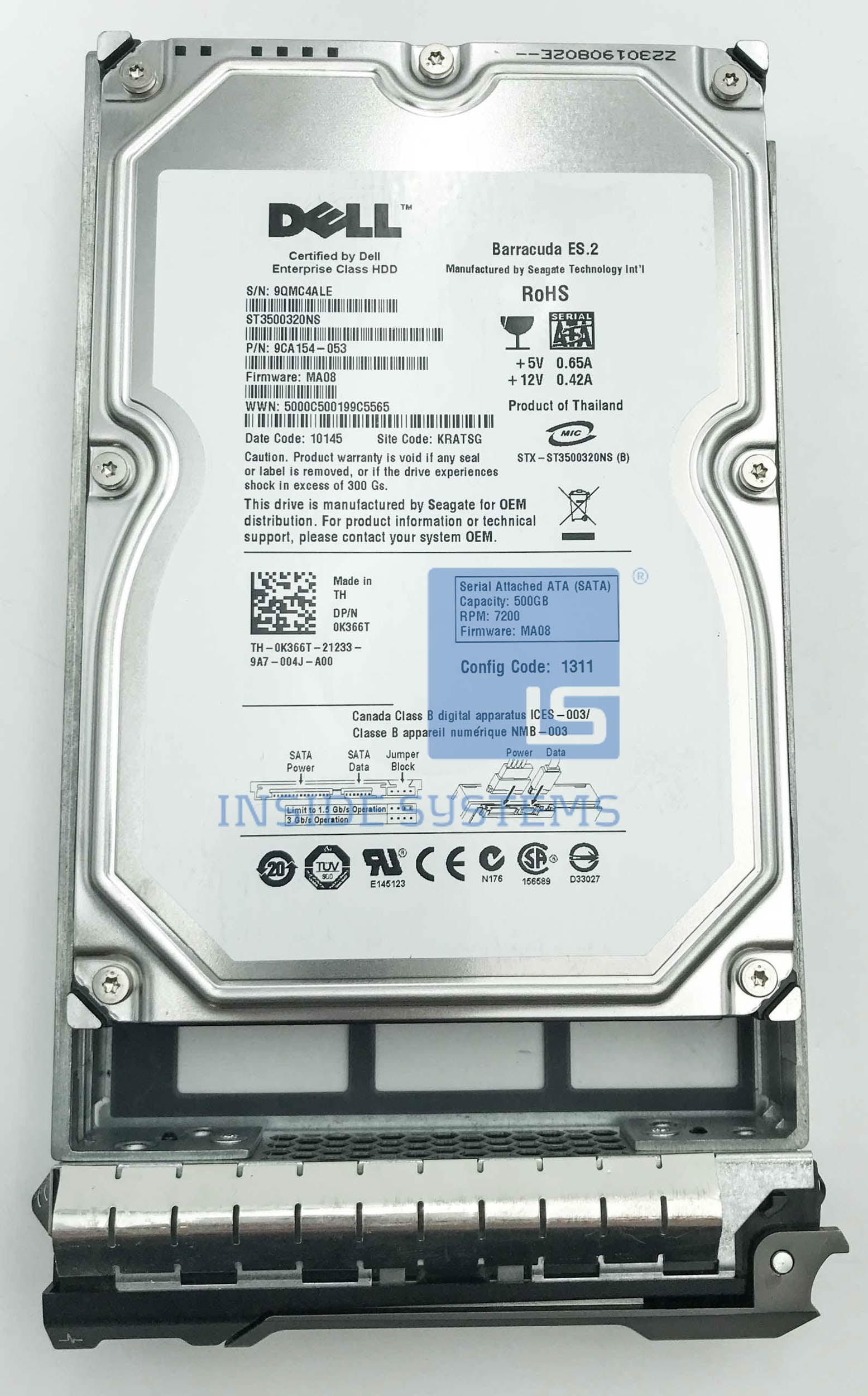 K366T - DELL 500GB 7.2K 3.5" SATA HDD 2 K366T - DELL 500GB 7.2K 3.5" SATA HDD