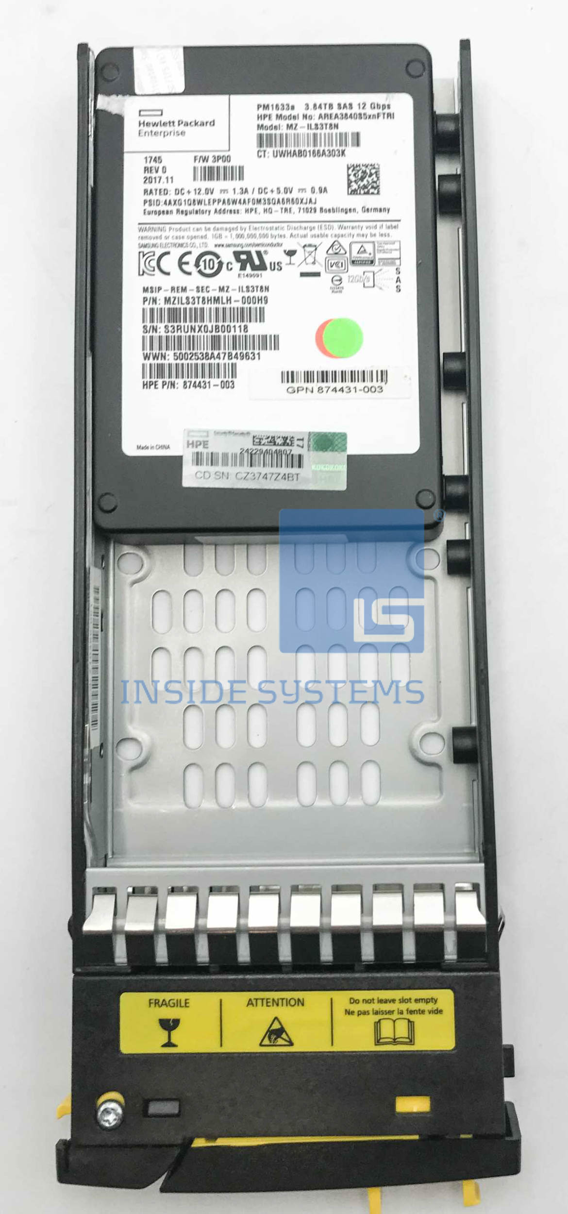 M0T66A - 3PAR 3.84TB 12G SAS 2.5" FIPS SSD 11 M0T66A A