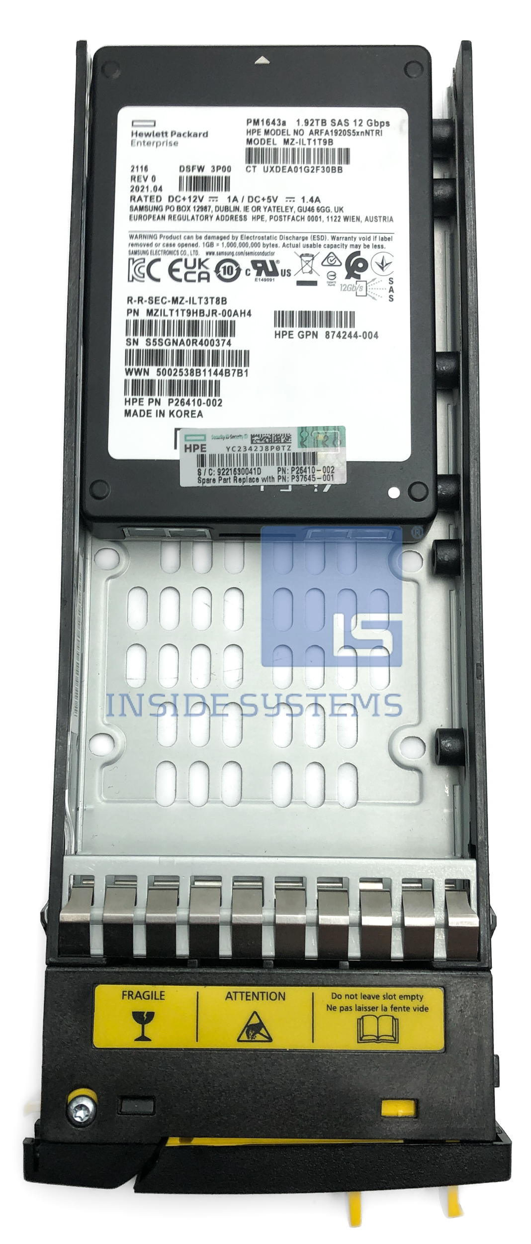 P37645-001 - 3PAR 1.92TB 12G SAS 2.5" SSD 17 P37645 001 A