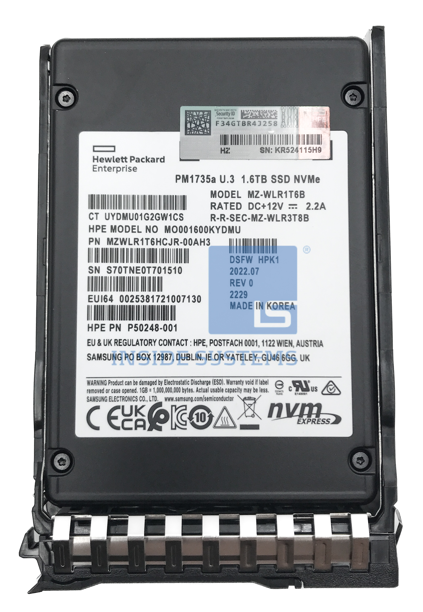 P50227-B21 - 1.6TB U.3 MU BC NVME 2.5" SSD 3 P50227-B21 - 1.6TB U.3 MU BC NVME 2.5" SSD