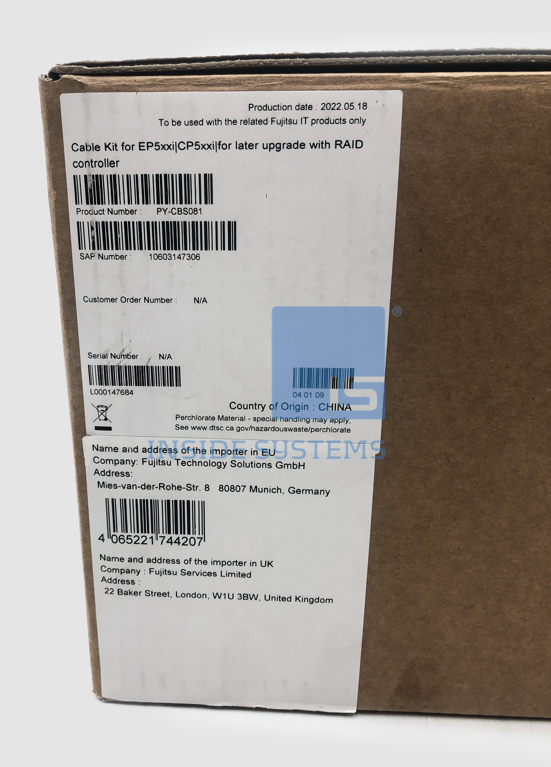 PY-CBS081-02 - Fujitsu Cable Kit For Raid EP5xxi/CP5xxi 2 PY-CBS081-02 - Fujitsu Cable Kit For Raid EP5xxi/CP5xxi