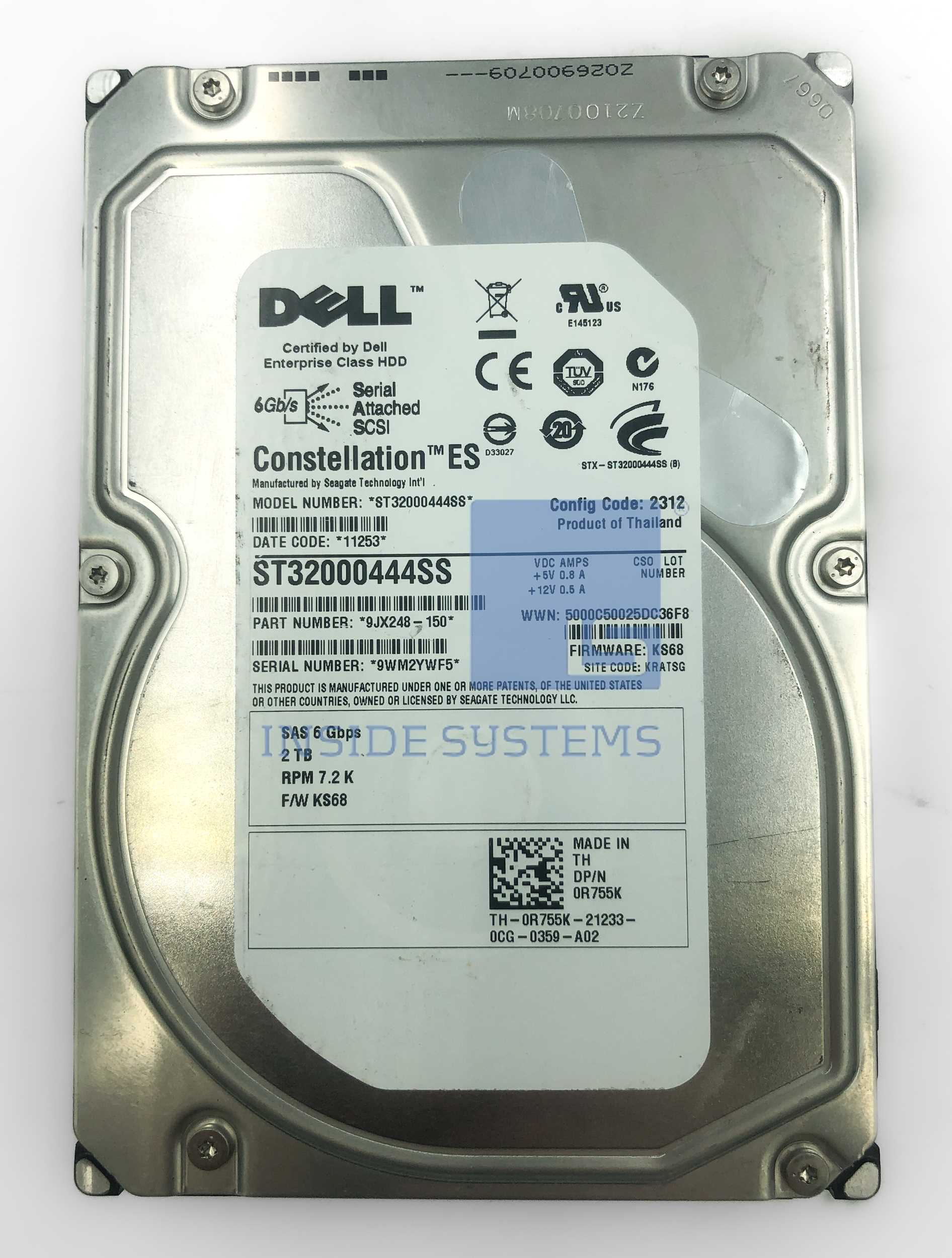 R755K-04 - DELL 2TB 7.2K 6G NLSAS 3.5" HDD 3 R755K-04 - DELL 2TB 7.2K 6G NLSAS 3.5" HDD