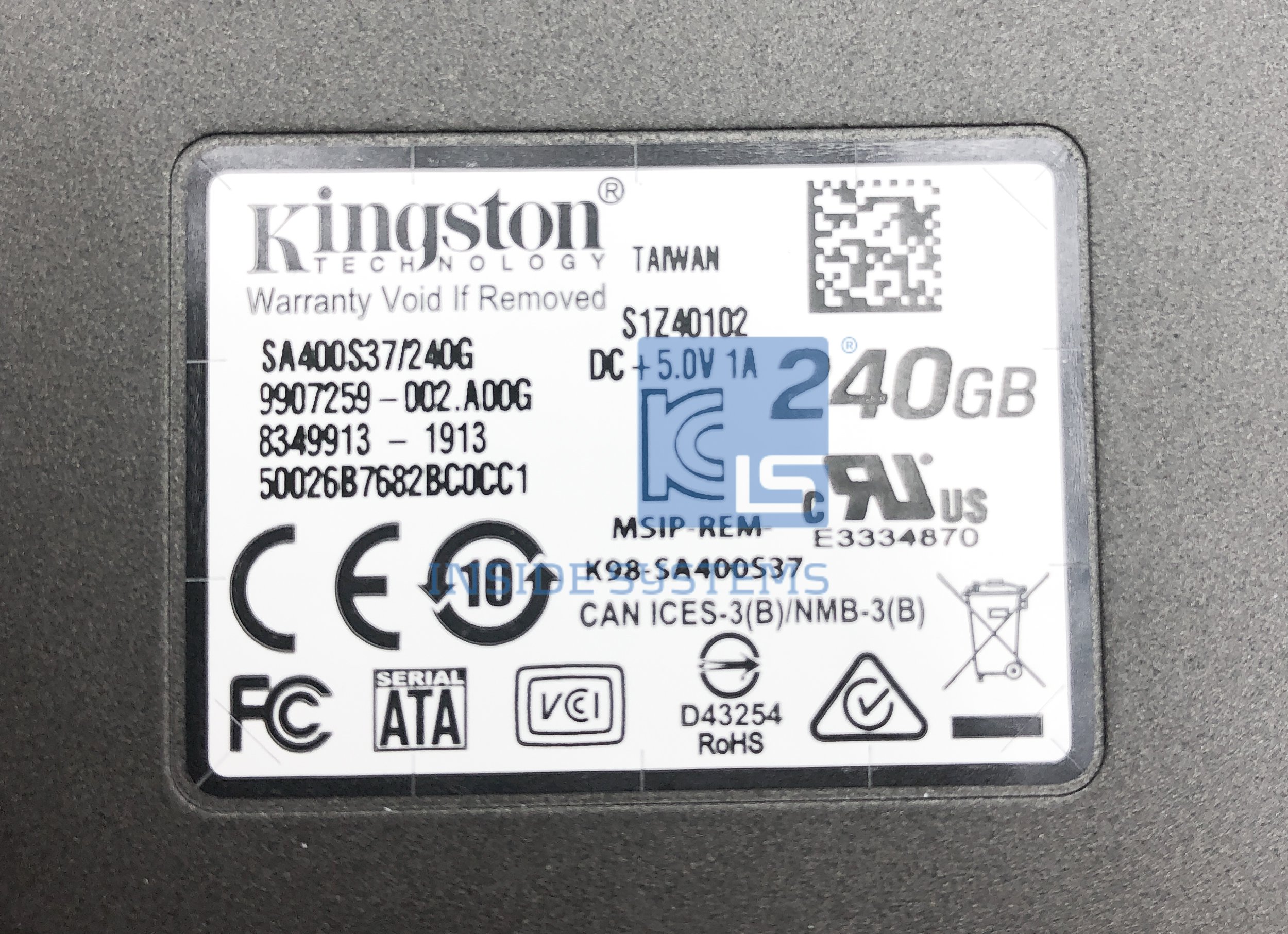 Kingston Ssd Data Recovery Kingston Cp33238b SA400S37240G